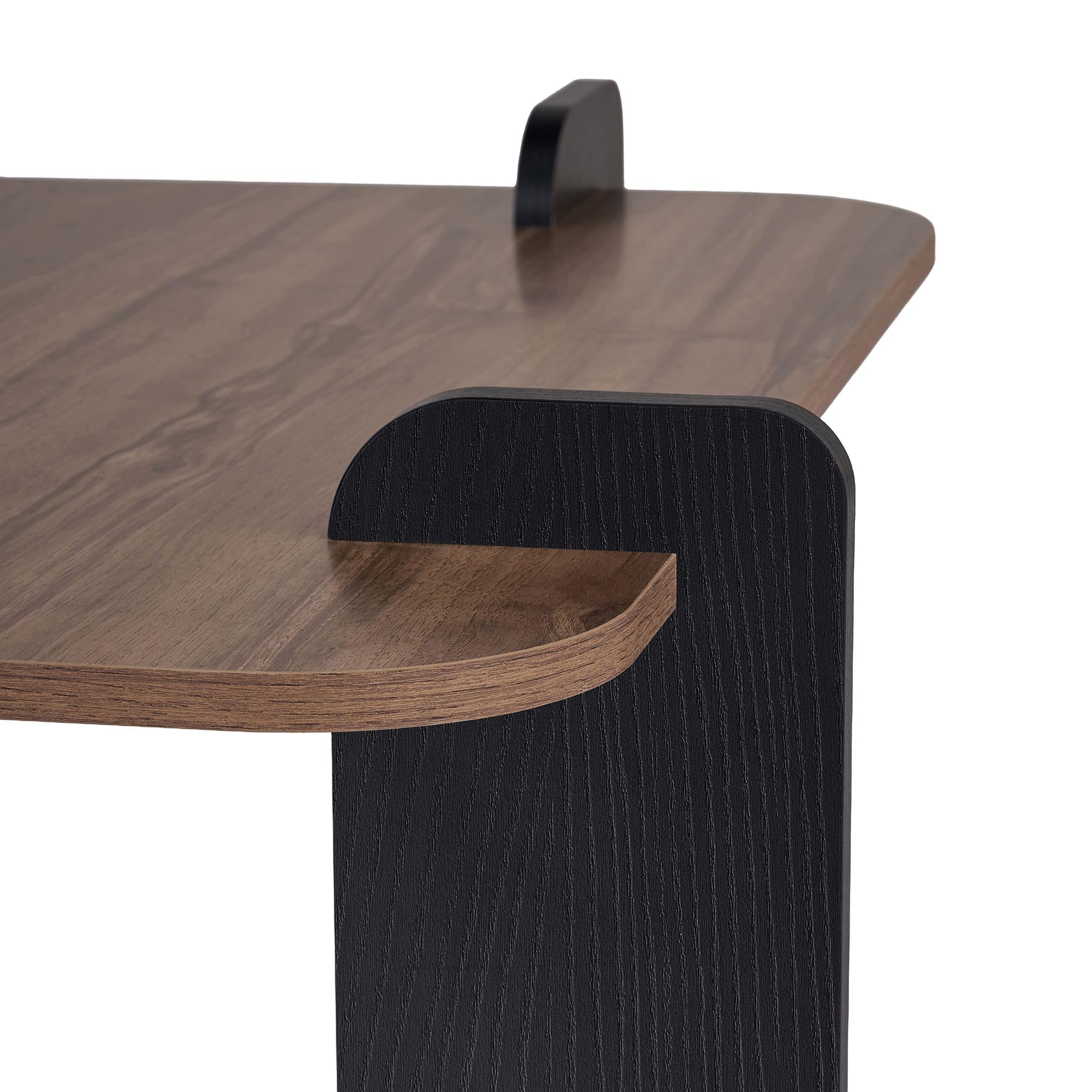 Stilvoller Couchtisch, Walnuss & Holz Schwarz, 90 x 35 x 90 cm | 100% melaminbeschichtet, 18 mm stark | Werkzeuglose Montage