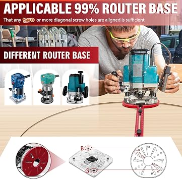 4 in 1 Router Circle Cutting Jig for Cutting Large Circles 10-58 | Aluminum Alloy,Cutting Large Circles&Arcs,Adjustable router jig,Multifunctional Router Guide,for Bosch/RYGID/Makita Routers
