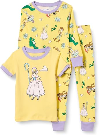 Amazon Essentials Disney | Marvel | Star Wars | Princess Girls and Toddlers Snug-Fit Cotton Pajamas Set, Pack of 3