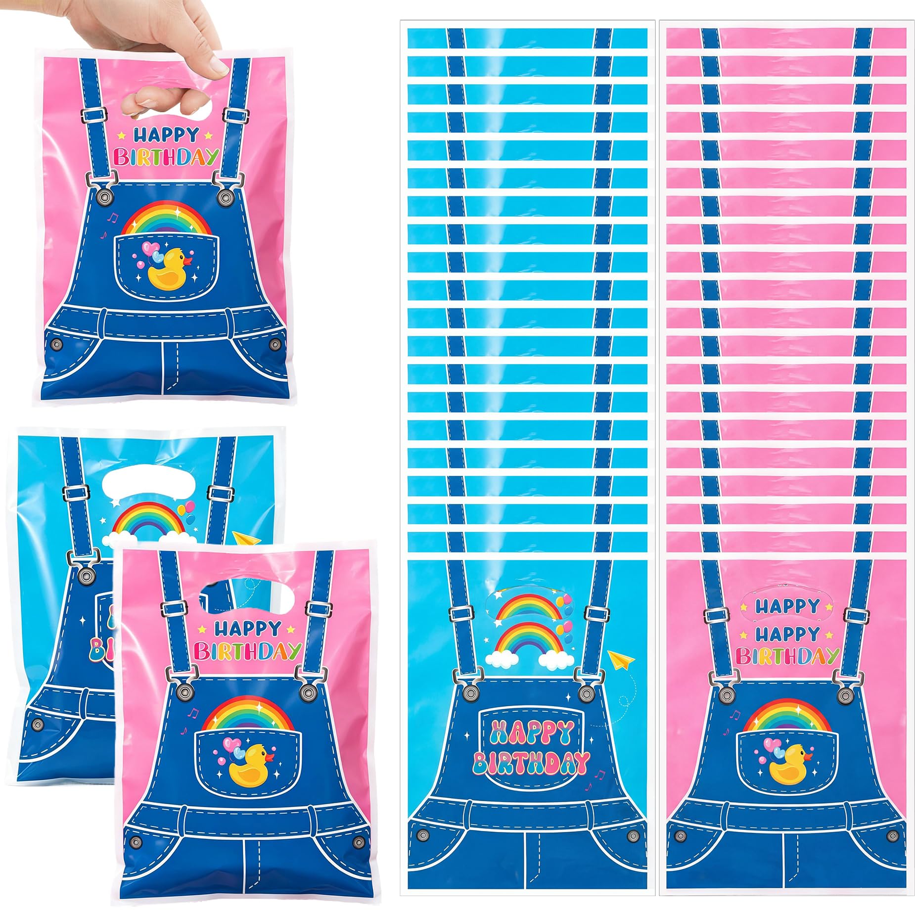 50 Pcs Cartoon English Teacher Gift Bags, Enlightened Teacher Party Bags with Handle Back to School Goodie Holder for Classroom Treats Birthday Decorations Supplies (HB) โ image 1