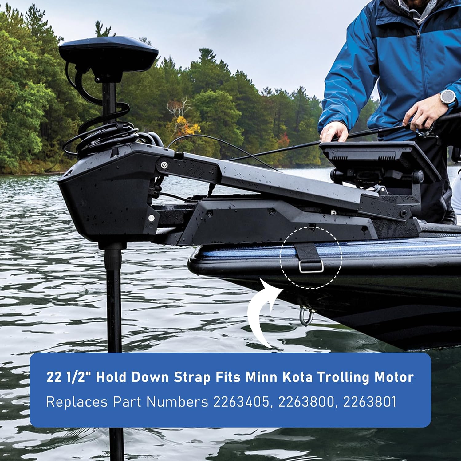 PalpitateC 22 1/2" Hold Down Strap Compatible with Minn Kota Trolling Motor for Minn Kota Freshwater Edge, Saltwater RT/SE and Riptide Edge Models 2263405, 2263800, 2263801
