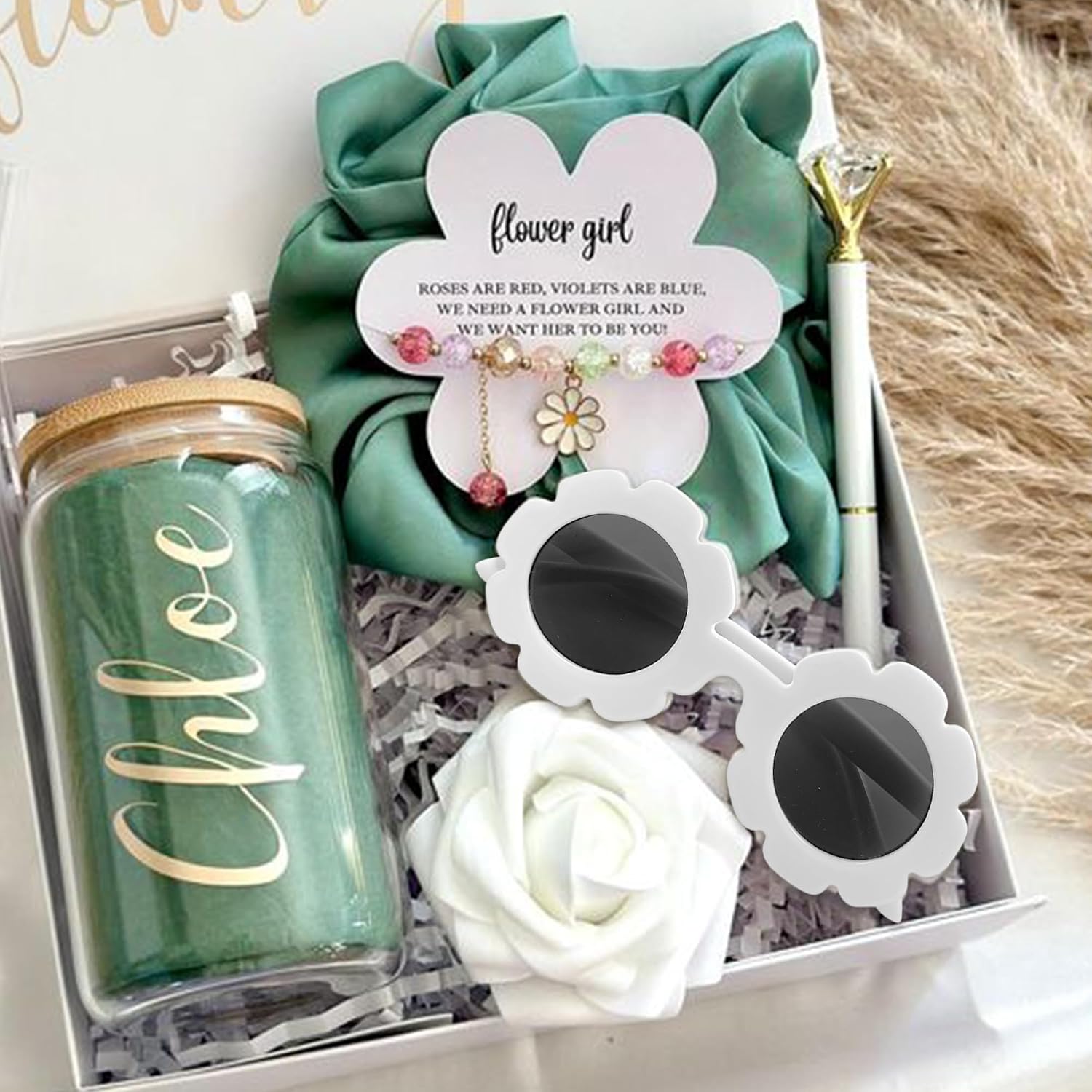 Mr&MrsGifts 2 Pcs Flower Girl Proposal Gifts And Ring Bearer Proposal Gifts | UV400 Protective, BPA-Free, Ring Bearer Sunglasses, Flower Girl Sunglasses, Flower Sunglasses, Wedding Sunglasses