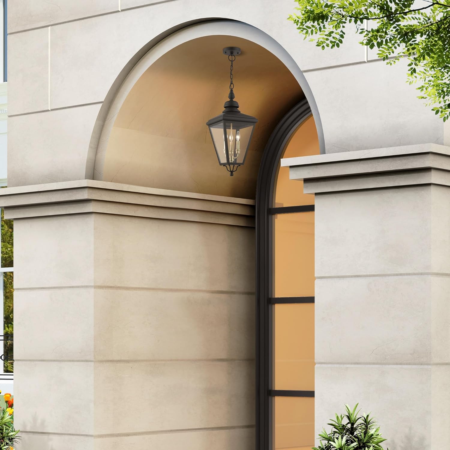 Livex Lighting 27377-07 Adams - 3 Light Large Outdoor Pendant in Traditional Style-25.25 Inches Tall and 10.63 Inches Wide, Finish Color: Bronze/Antique Brass