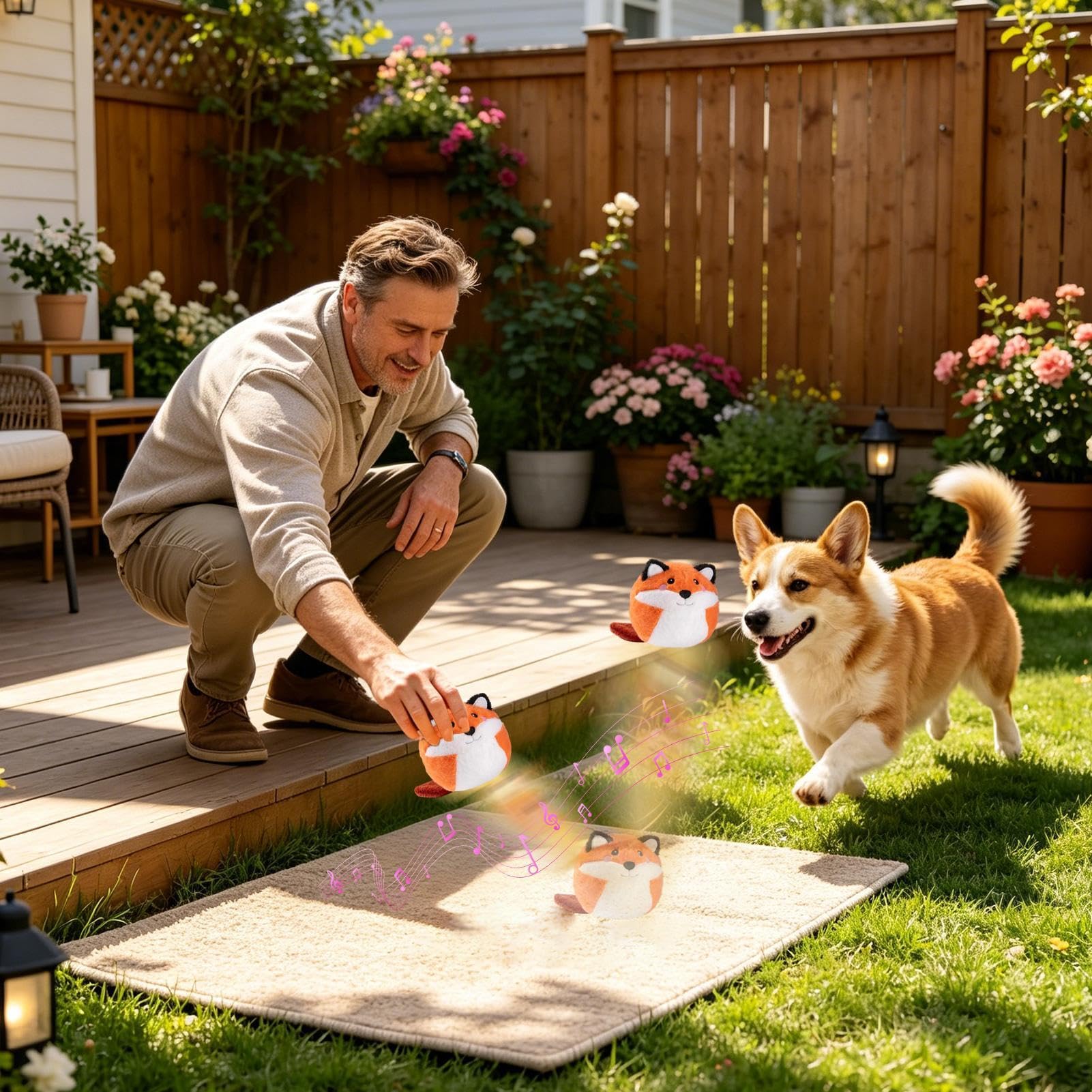 Hüpfball für Hunde Plüsch-Elektro-Katzenspielzeug mit Musik | Hüpfball-Katzenspielzeug für Haustiereltern, , Wohnung, Zuhause, Büro, Tierheime, Schlafzimmer, Wohnzimmer,