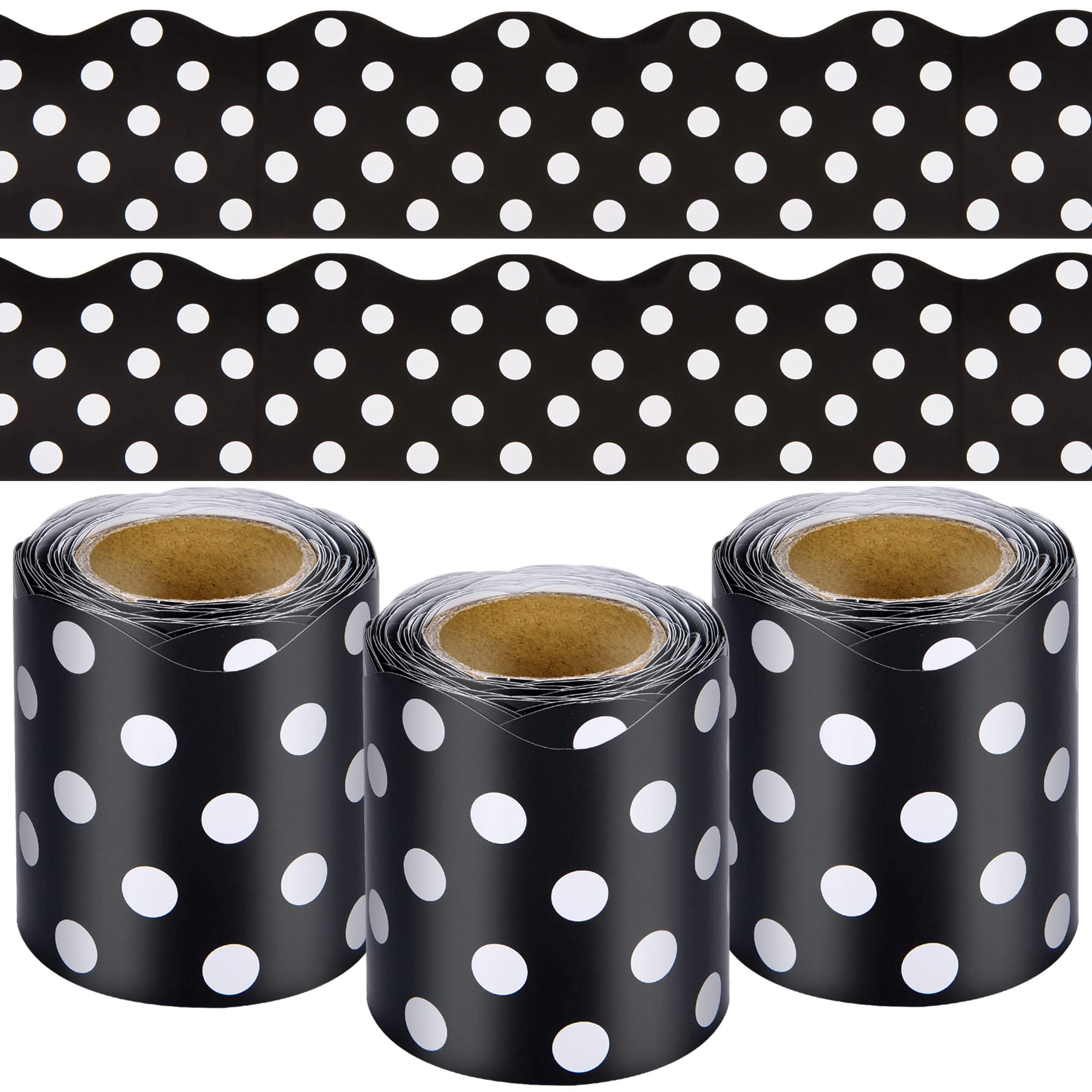 Black And White Classroom Decor 60ft Black & White Polka Dot Bulletin ...