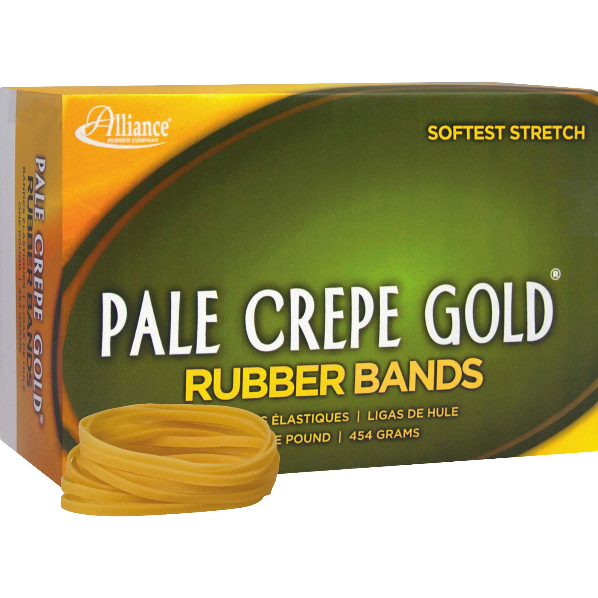 Alliance(R) Pale Crepe Gold™ Rubber Bands In 1 Lb. Box, 32 3in. x 1/8in., Box Of 1100
