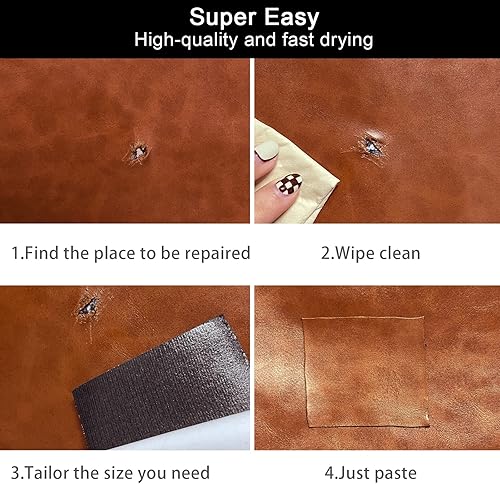 Miniatura 5 de Kit de cinta de reparación de cuero, adhesivo autoadhesivo para reparación de cuero para sofá, camillas, asientos de coche, muebles de primeros