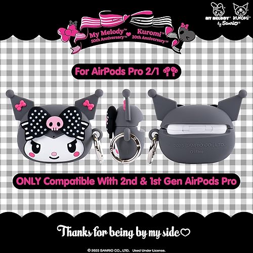 Miniatura 2 de iFace My Melody 50th and Kuromi 20th Anniversary Case Compatible con AirPods Pro 1Pro 2 - Bonita funda protectora de silicona mosquetón incluido
