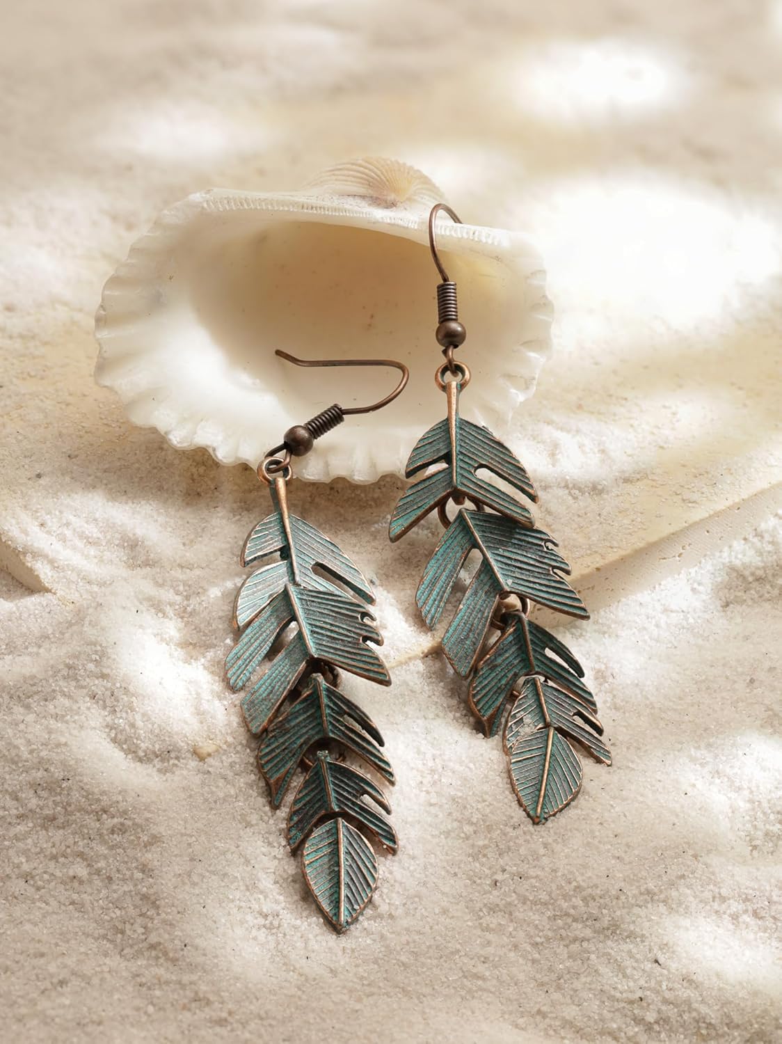 MINACHI Ethnic Vintage Bohemian Retro Antique Turquoise Color Theme Dangle Drop Earrings, Boho Jewelry Gift for Women - Image 3