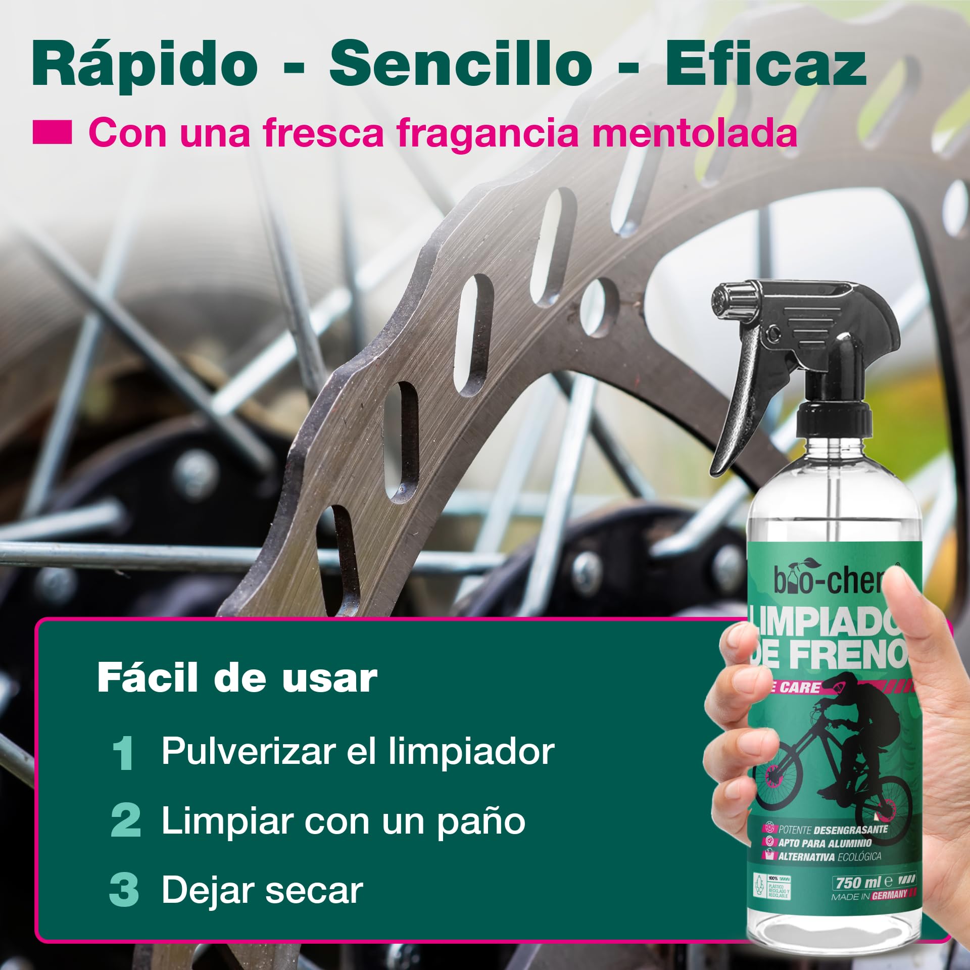 bio-chem Limpiador de frenos 5L + 750ml para coches y bicicletas | Cuidado de bicicletas, mountain bikes, e-bikes, motos y coches - Limpiador desengrasante para sistemas de frenos de bicis