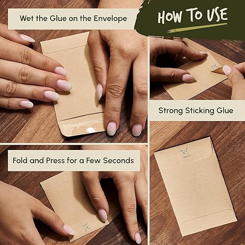 Miniatura 4 de 500 sobres de monedas pequeñas de color marrón con bolígrafo de 2 14 x 3 12 pulgadas, sobres de semillas de 4.59 ozm para almacenamiento de llaves,