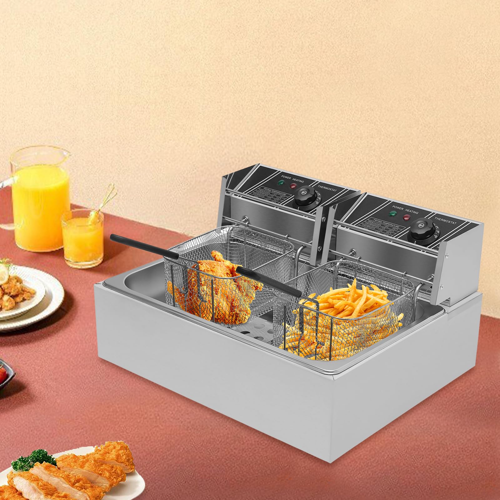Friggitrice elettrica professionale 12l, friggitrice olio con timer