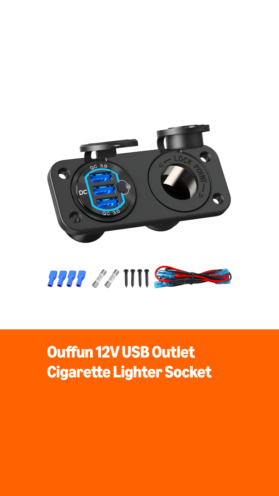 cigarette lighter socket with usb charging port 12V Outlet Marine Switch Panel Plug, PD3.0 and Dual QC3.0 USB Ports Aluminum Car Charger LED Voltmeter Power Switch, Lighted 150W 2 in 1 DIY Kit enabled power supply in order to work properly 12 Volt USB Outlet Cigarette