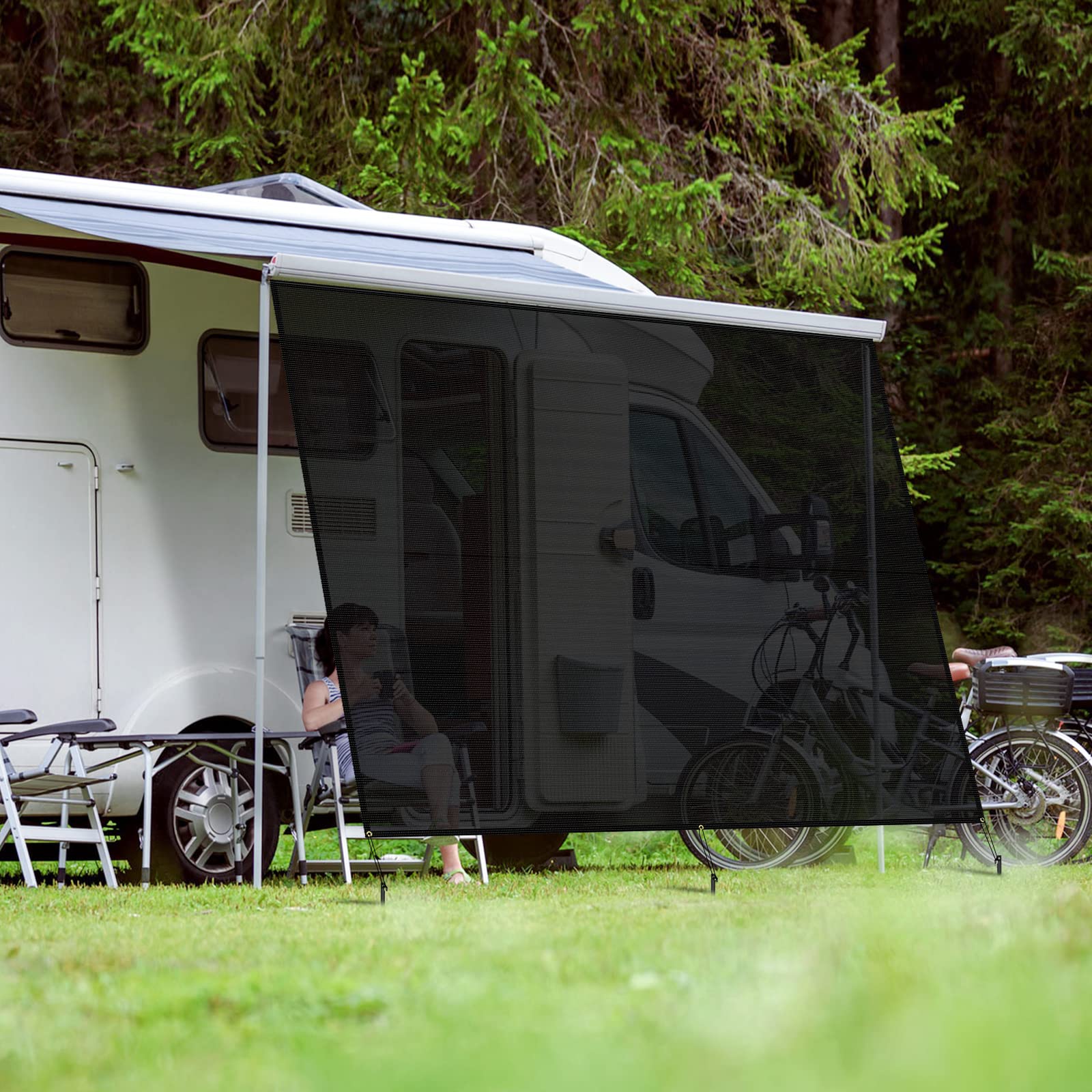 SUPAREE 10'x8' Pare Soleil Camping Car Auvent,Auvent de Caravane Pare Soleil Auvent Fourgon pour Avant Extérieur Bloque UV Protection de Privée pour Van Camping RV