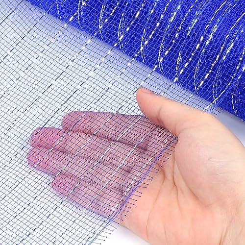 Miniatura 10 de MIKIMIQI Deco Mesh - Cinta decorativa de malla de 5.9 pulgadas x 30 pies con papel de aluminio metálico para coronas de primavera, guirnaldas,