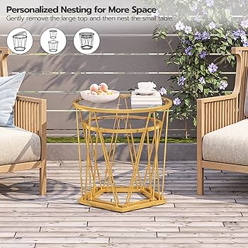 Amazon.com: HOOBRO Small Coffee Table Set of 2, Round Coffee