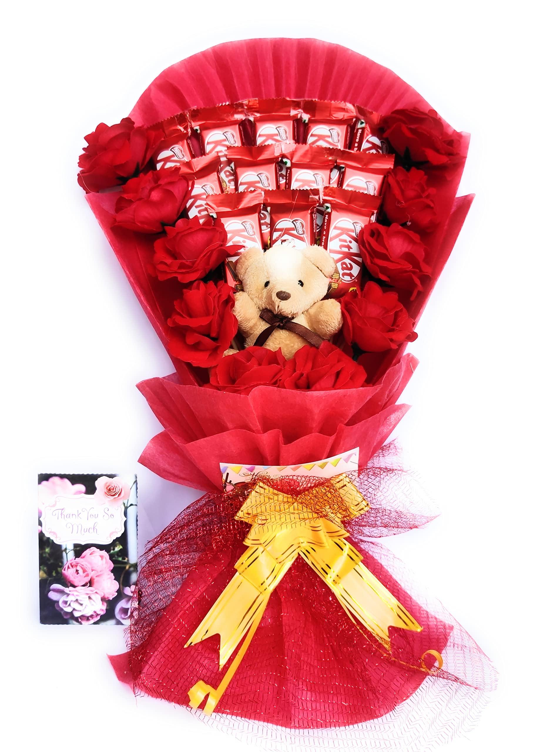 FLUTEREY 12 KITKAT CHOCOLATE BOUQUET WITH WHITE TEDDY & CARD (WITH THANK U SO MUCH CARD) (B098426C96) Amazon Price History, Amazon Price Tracker