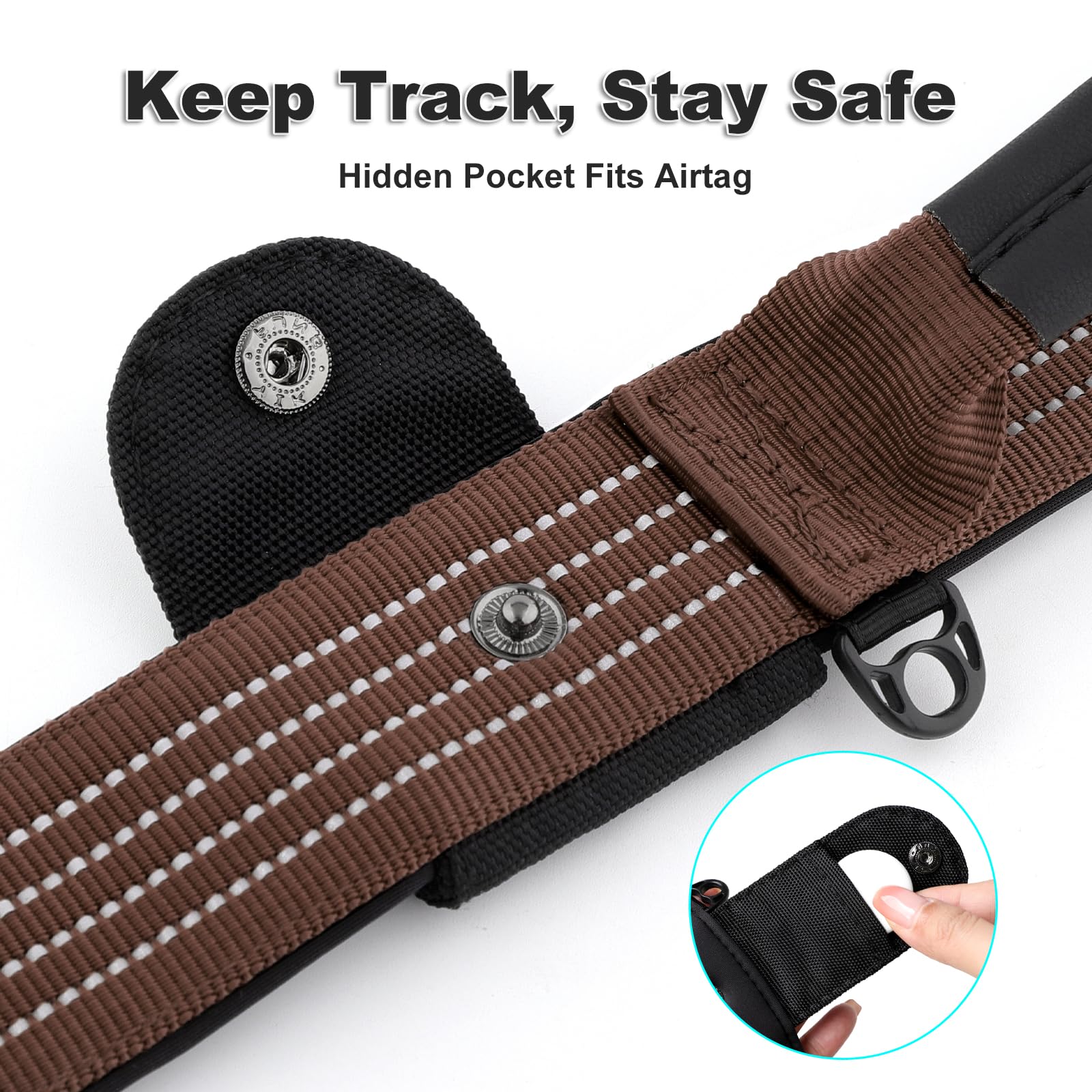 Plutus Pet Tactical Dog Collar with Tracker pocket for AirTag Adjustable Reflective Nylon Collar, Metal Buckle - Image 3