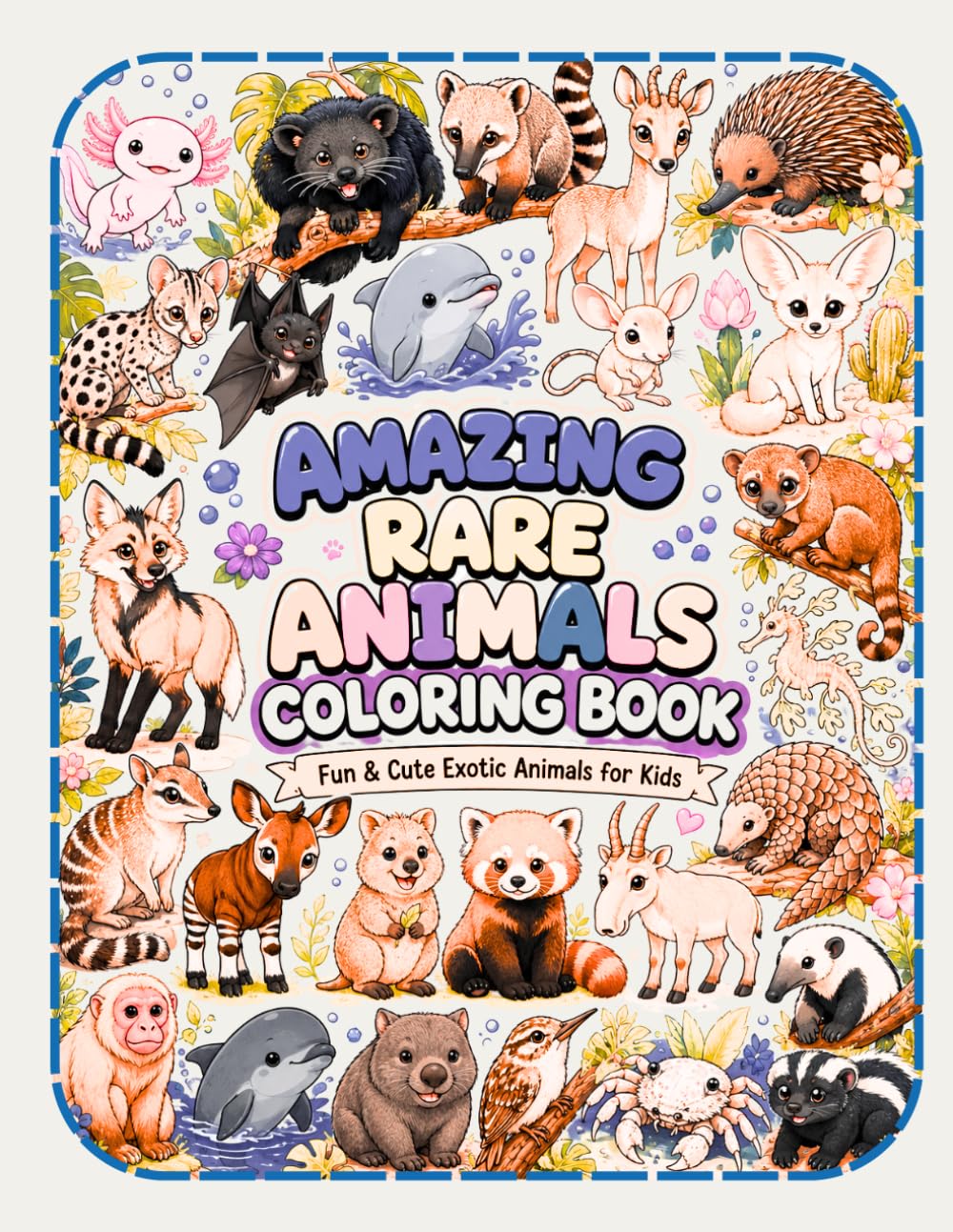 Amazing Rare Animals Coloring Book: Fun & Cute Exotic Animals for Kids