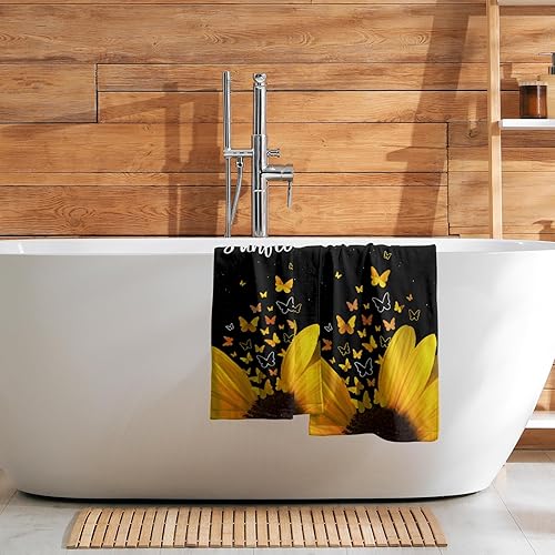 Vista 471 de Giwawa Juego de 2 toallas de mano de hojas marrones, toallas de baño bohemias suaves y delgadas, altamente absorbentes, decorativas, para cocina