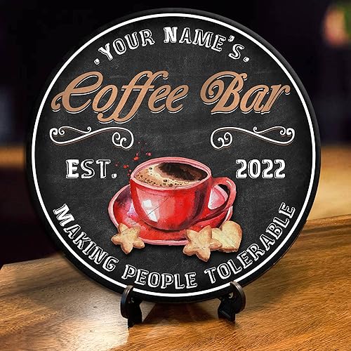 Miniatura 4 de Letrero de madera de barra de café personalizado, placa de pared para decoración de cocina, regalos personalizados para amantes del café, café