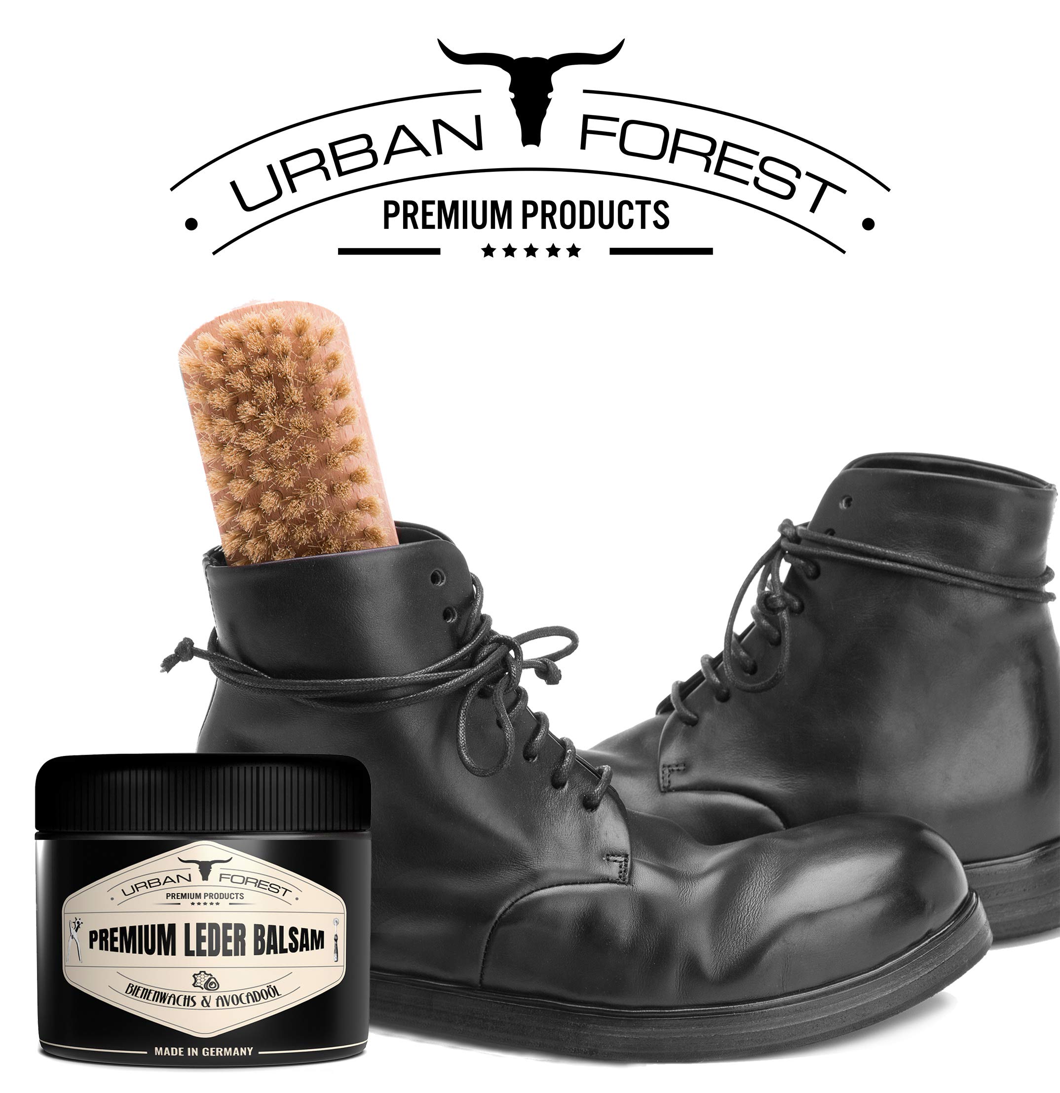 Cuidado del Cuero incoloro para Coche Muebles Chaquetas Bolsos sofá Zapatos sillín Cuero BÁLSAMO y Limpiador de URBAN FOREST, tamaño: 500ml Bálsamo + 500ml Limpiador