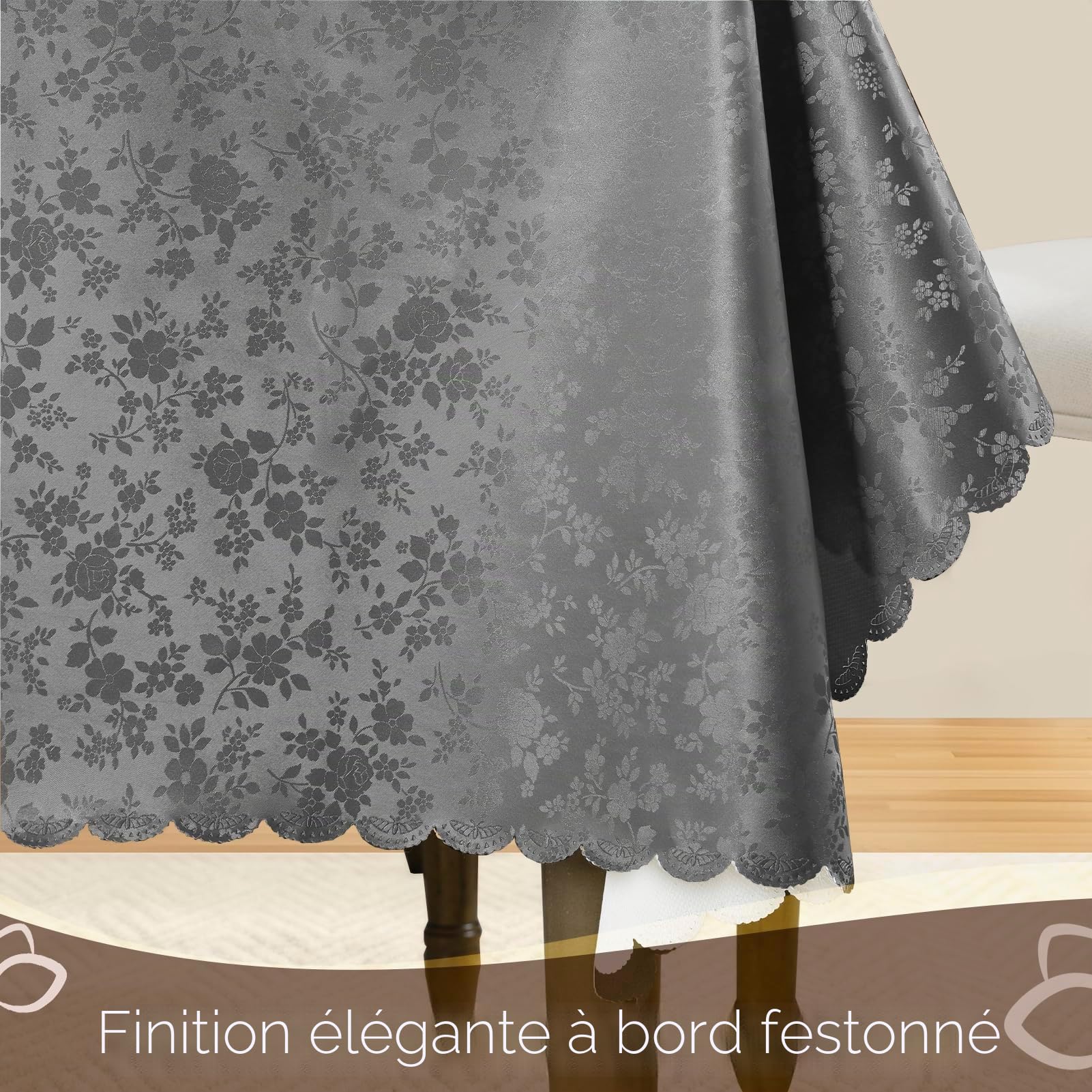 Romanstile Nappe en plastique anti-taches, rectangulaire 350 x 150 cm, pour 12 à 18 places, motif floral, nappe cirée PVC, couvre-table d'extérieur, imperméable, pour anniversaire, Noël, Nouvel An