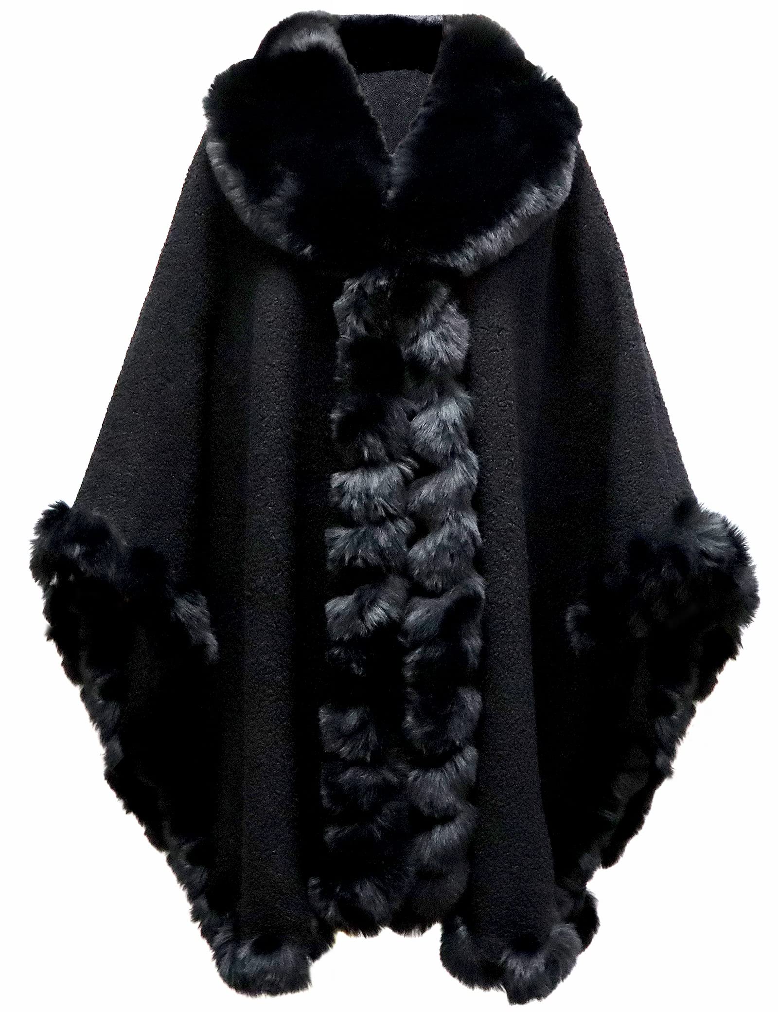 Damen Faux Kaninchen Pelz Cardigan Mantel Poncho Winter Lose Cape Warme Schal Wrap