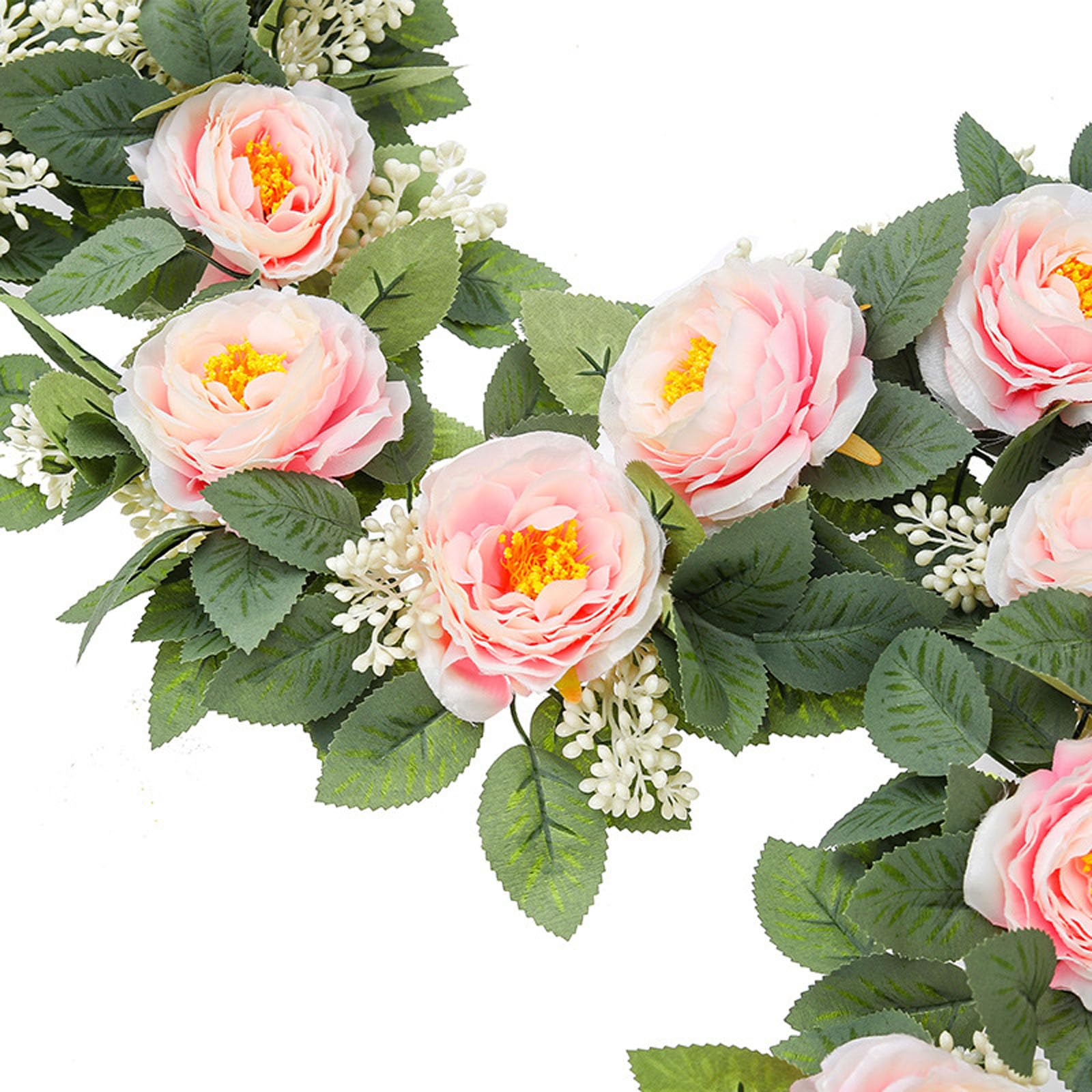 Lot de 2 guirlandes de roses artificielles, 2 m, décoration en soie, fausses roses, 340 g, pour arche de mariage, arche de porte, décoration (rose)