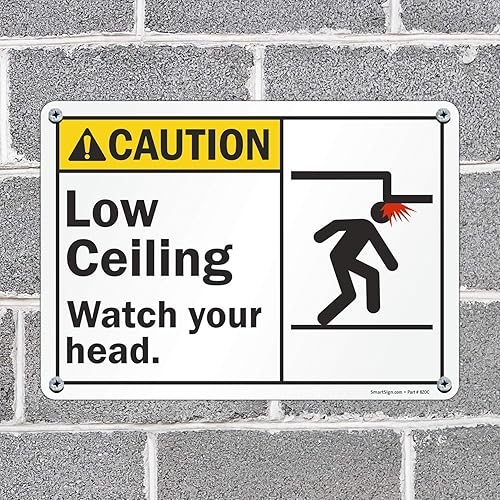 Miniatura 3 de SmartSign Cartel "Precaution - Low Ceiling, Watch Your Head"  Plástico de 10 x 14 pulgadas (S2-0527-PL-14)