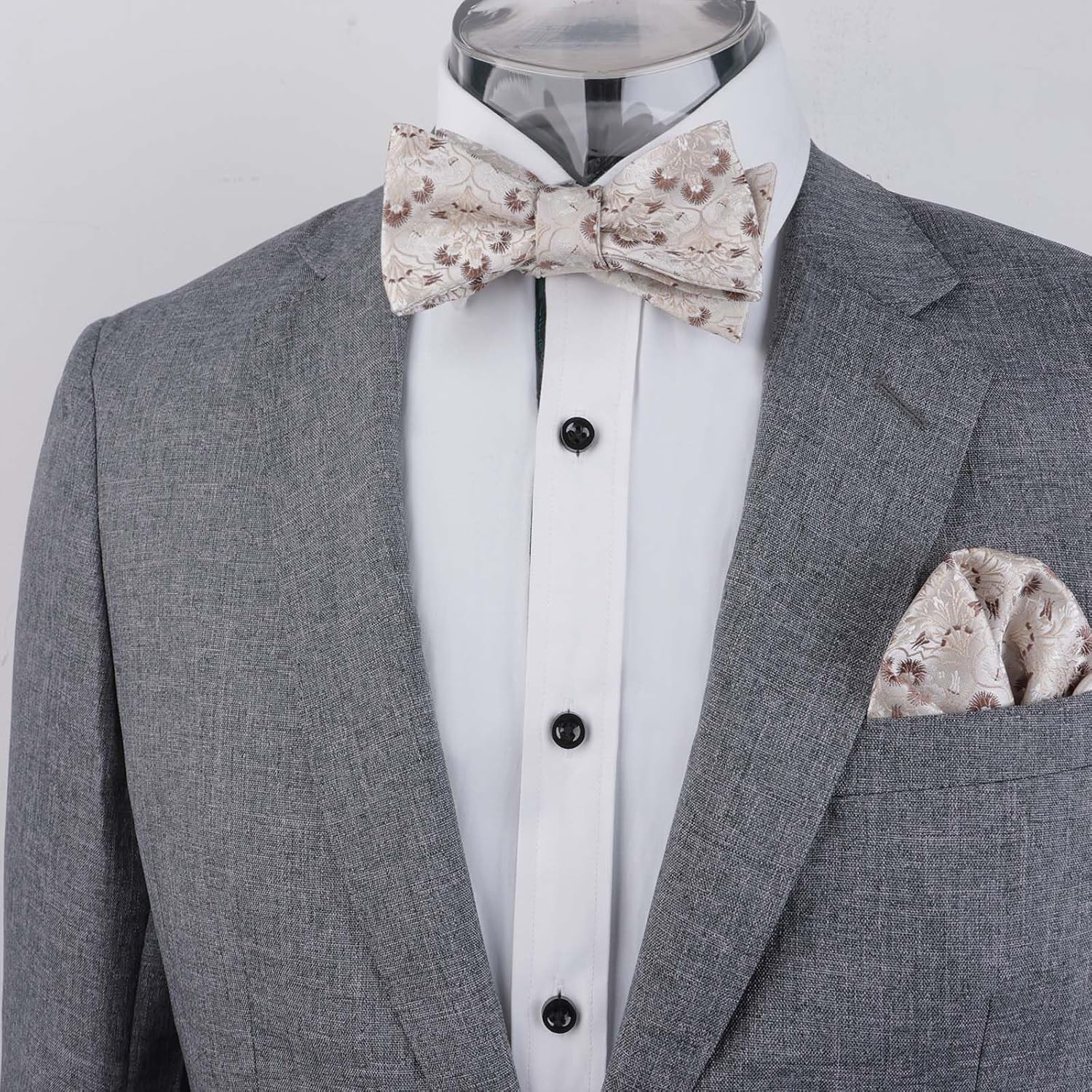 Alizeal Mens 2pcs Floral Self Tied Bow ties with Flower Patternd Handkerchief Set - Image 4