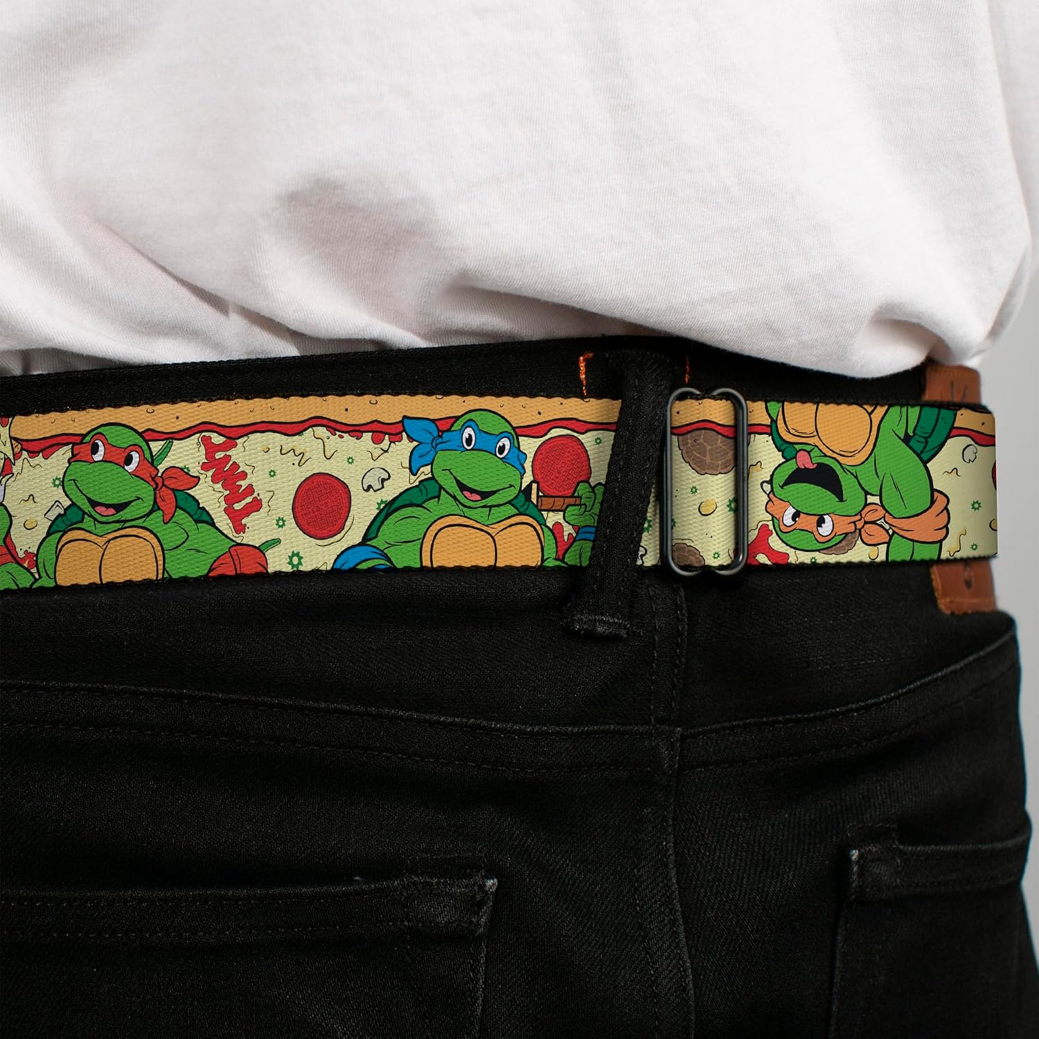 Buckle-Down Seatbelt Belt - Classic TMNT Turtle Pizza - 1.0" Wide - 20-36 Inches in Length