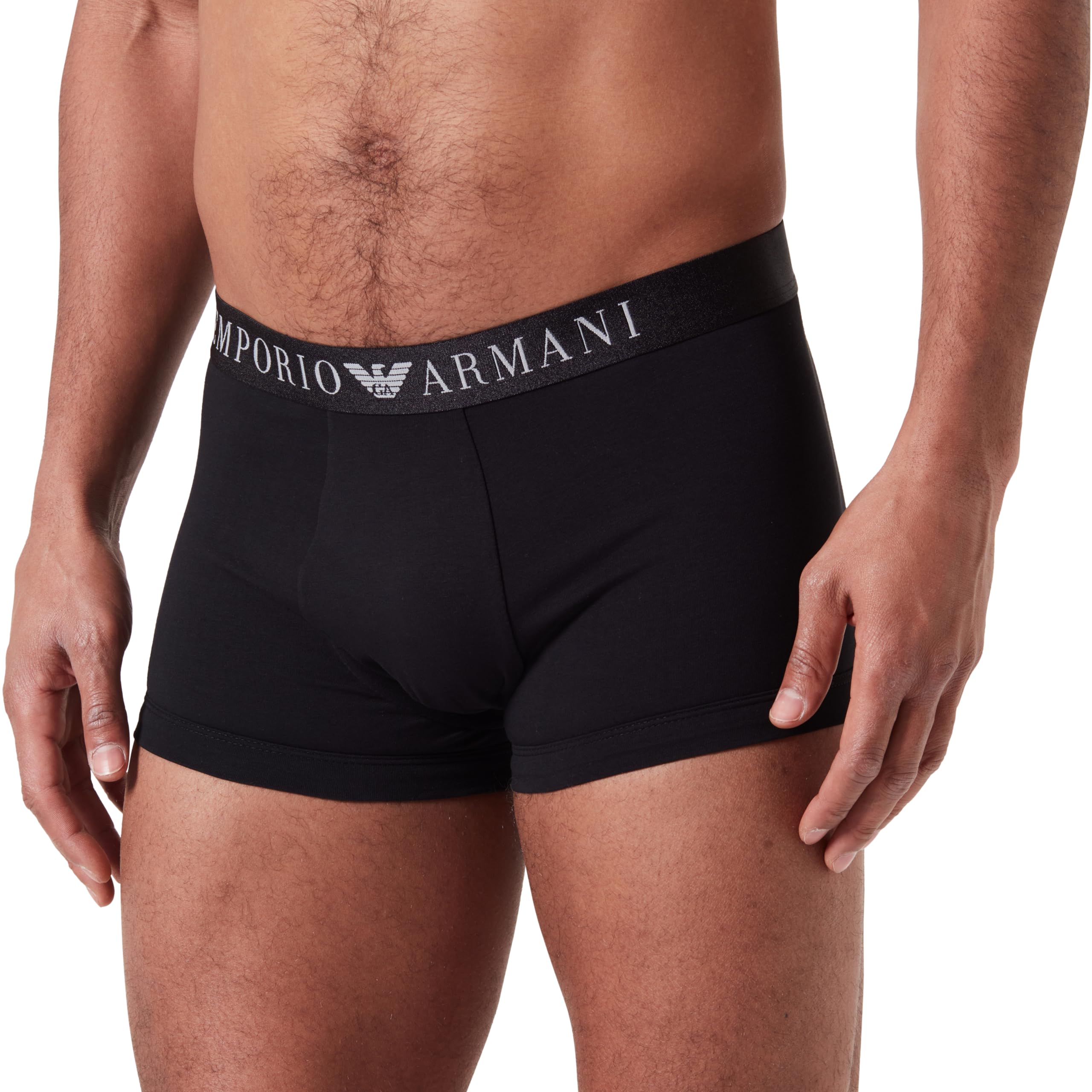 Emporio Armani Men's Stretch Superfine Cotton Trunk, Black, M