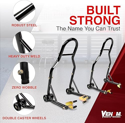 Miniatura 9 de Soporte ruedas delanteras & traseras combo Venom, motocicleta deportiva, soporte horquilla y brazo de horquilla. El soporte sirve para Yamaha Honda