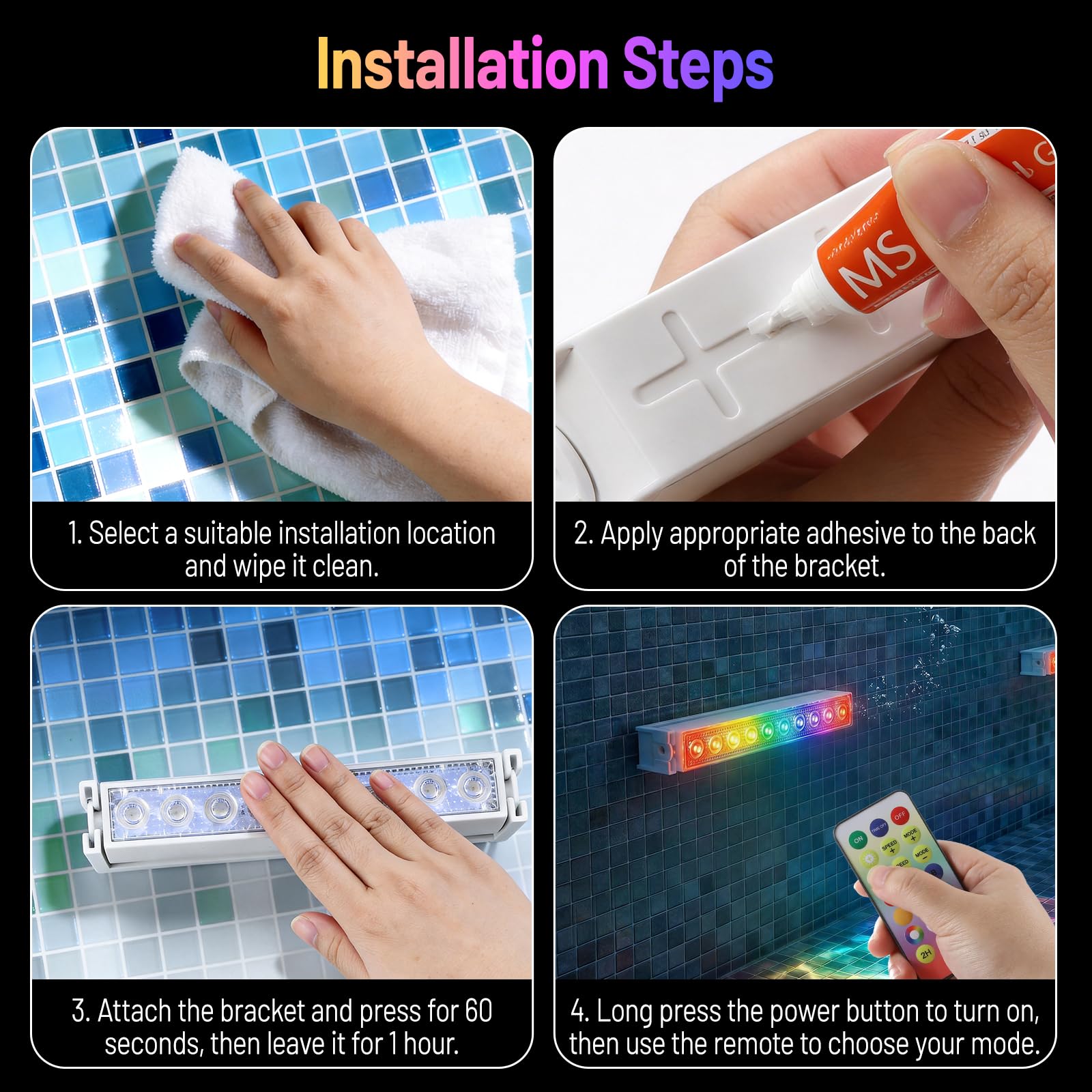 Luz Para Piscina, 2pc Led Impermeables IP68 Con 13 Modos de Iluminación, Luces Recargables para Piscina con Mando a Distancia y Temporizador, Luz Acuática para Ducha, Fuente, Manantial,Pecera