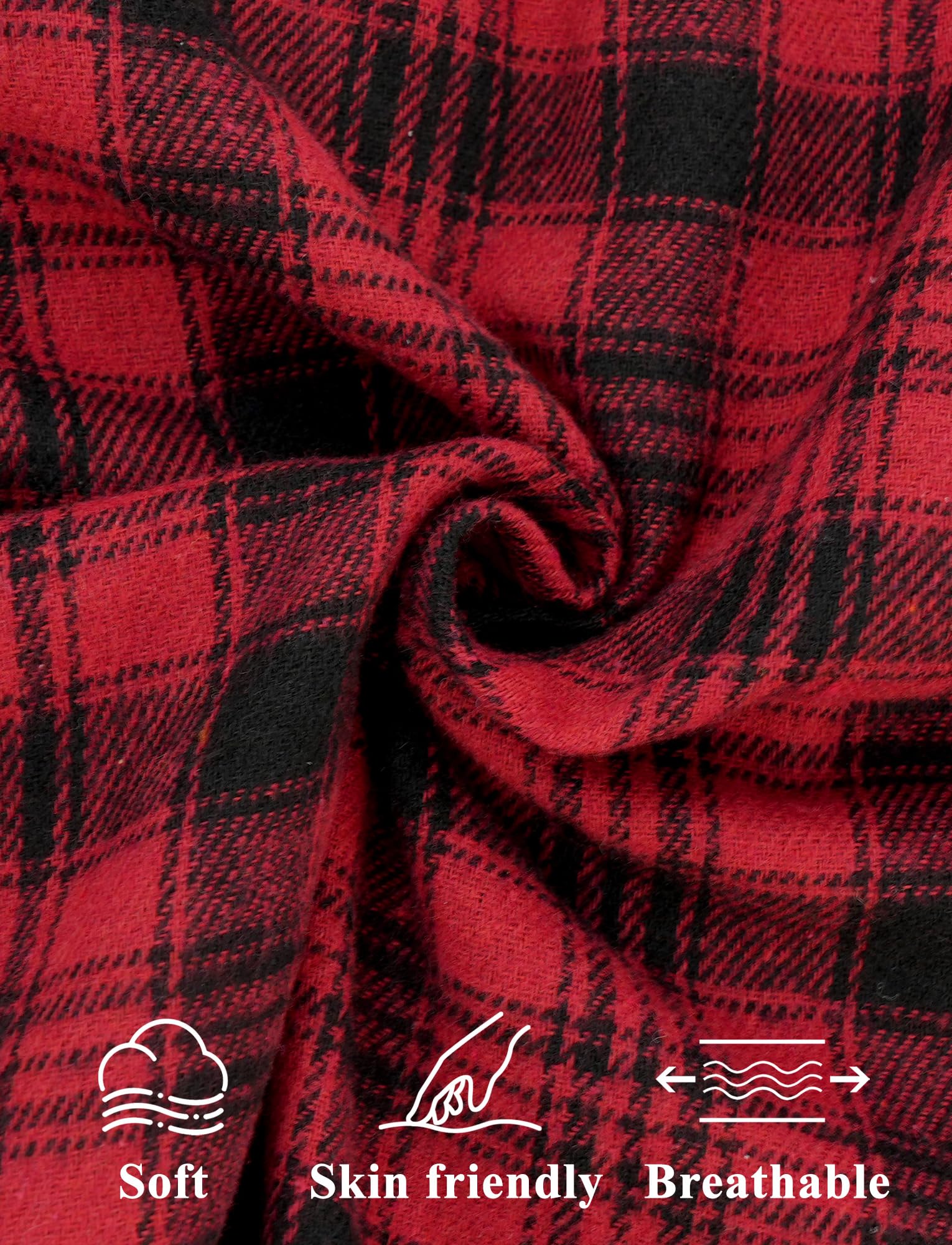 AIEOE Camicia a quadri da uomo a maniche lunghe in flanella casual camicia a quadri camicia da boscaiolo camicie button up flanella a quadri camicia top con tasca