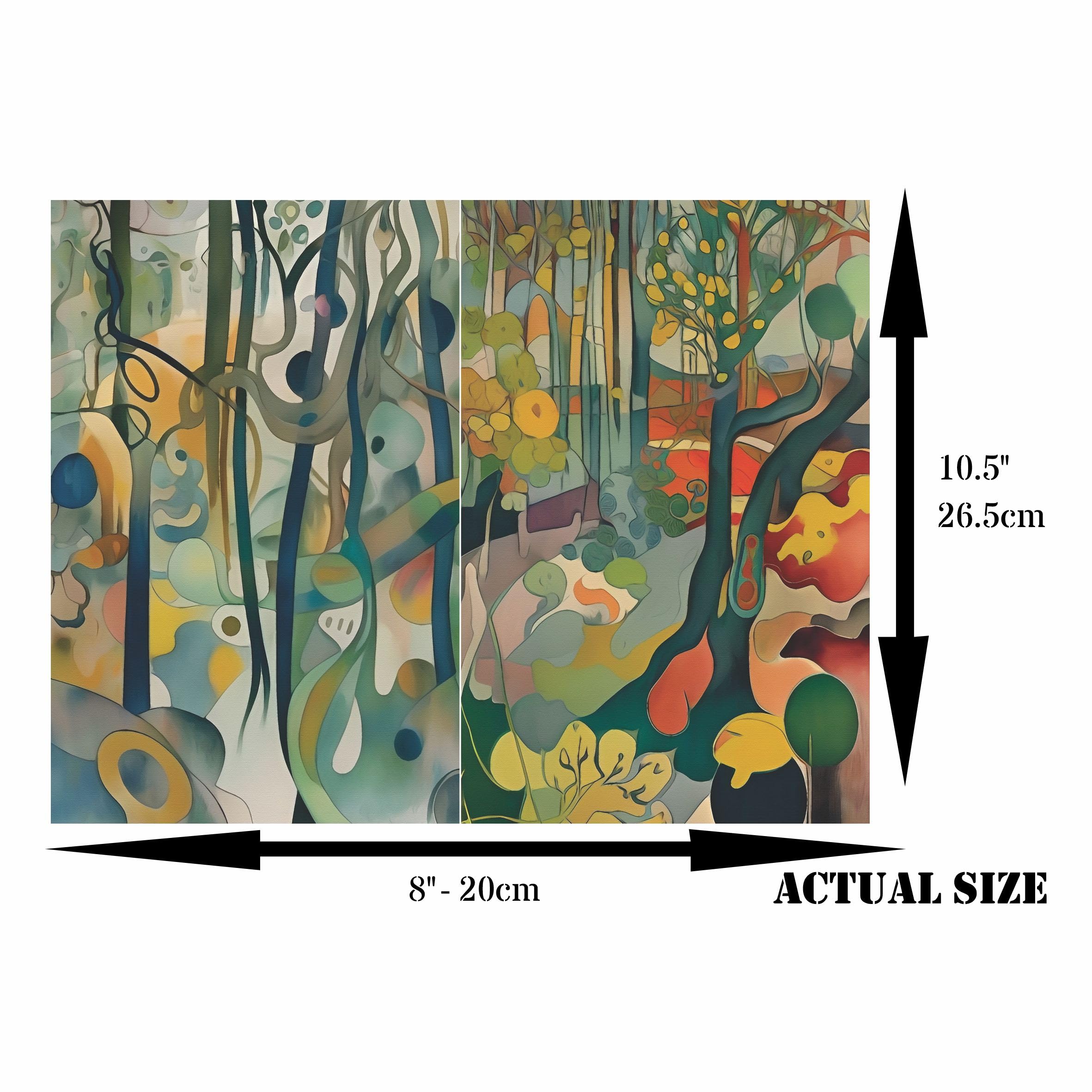 Abstraktes Reispapier Wald 20 x 26,6 cm (6 Stück) – 6 Designs für Scrapbooking, Karten, Basteln, Decoupage. CRAFT KREATIVELY