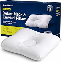 Next-GEN Deluxe Neck & Cervical Pillow Fiber Fill Orthopedic D-Shaped Contour for Neck Pain Relief Dual Cervical Roll for Back & Side Sleepers Latex Free Full Size 24"x16" White