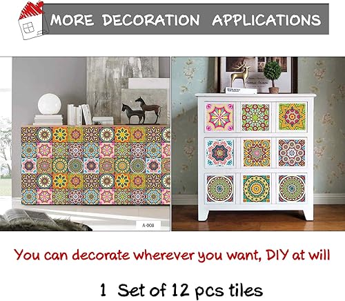 Miniatura 5 de Adhesivos para azulejos de despegar y pegar, 12 unidades (6 x 6 pulgadas), calcomanías impermeables para salpicaduras para cocina y pegar en azulejos