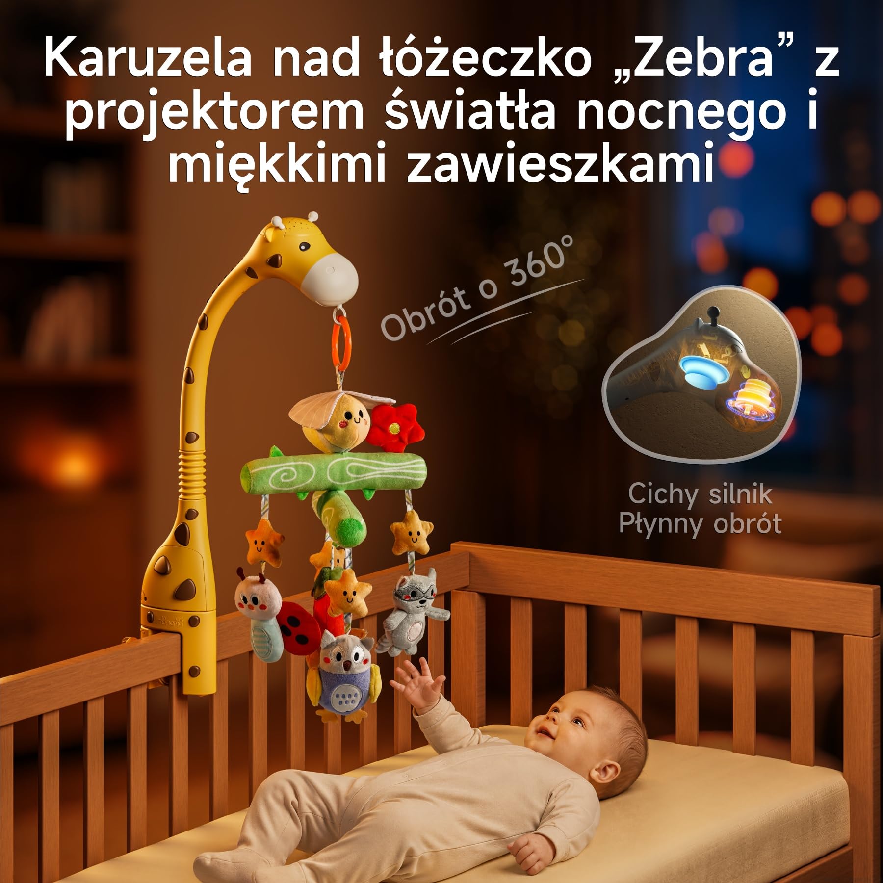 TUMAMA Karuzela dla Niemowląt, Zabawki do łóżeczka z światłem Muzyką