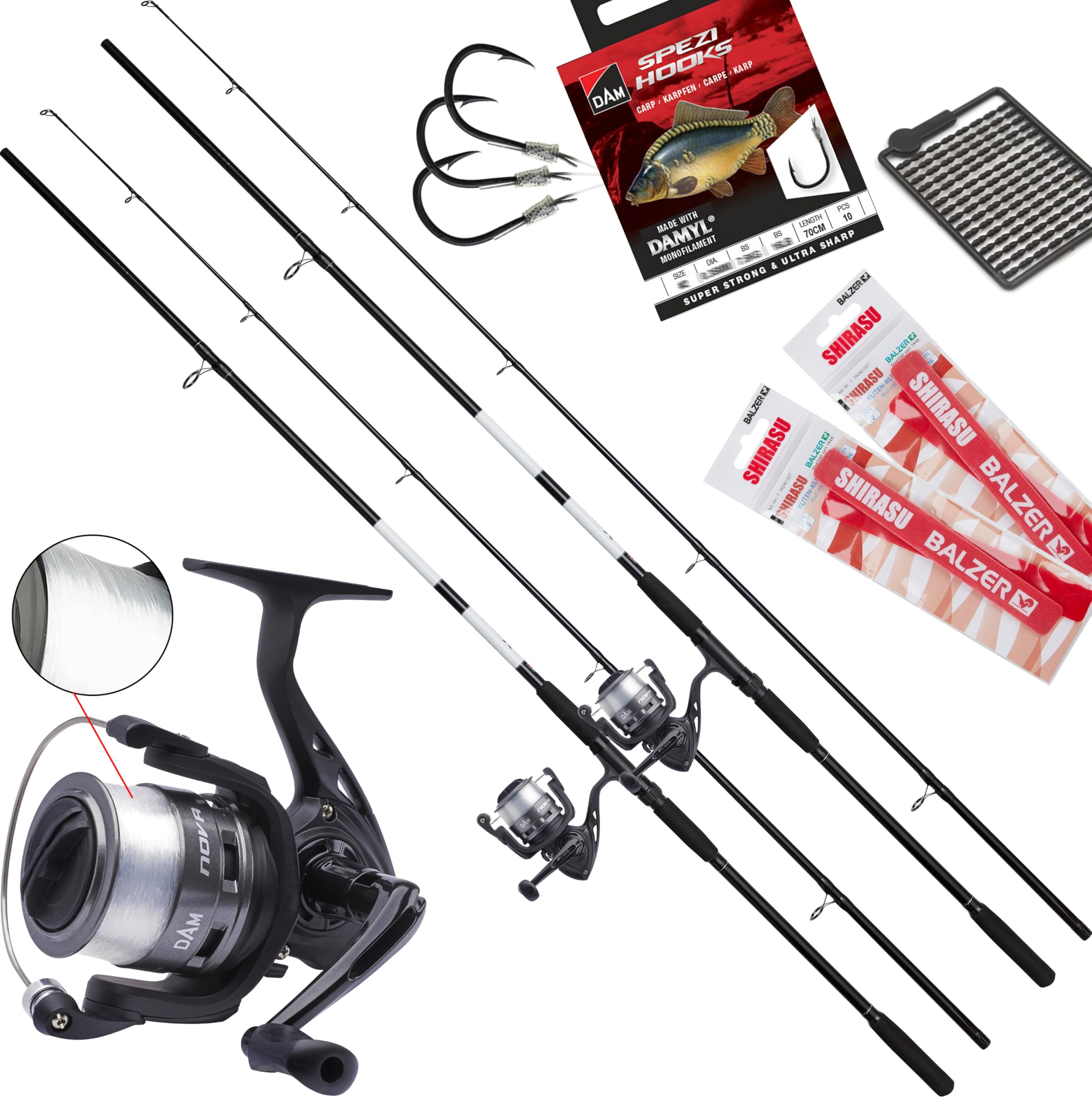 Fischzeux Karpfen Set komplett Carp Pro – Angelset 2 Karpfenruten mit 2 Rollen