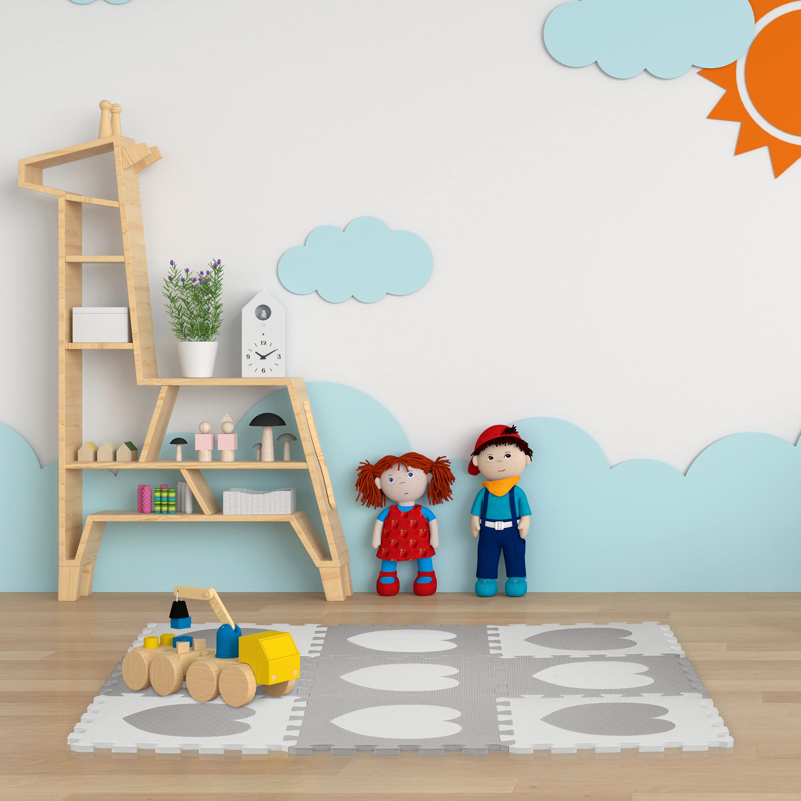 Relaxdays puzzelmat baby, 21-delig, peuters, kinderen, safari, met wilde dieren, foam, afwasbaar, speelmat, meerkleurig