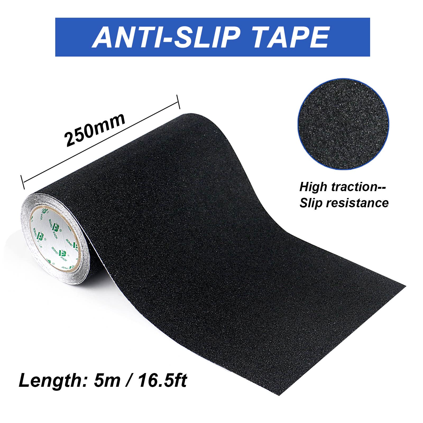 BOMEI PACK Anti Slip Traction Tape,10 Inches x 16.5 Ft,Heavy Duty Grip Tape for Stairs, Tread Step, Indoor & Outdoor Use,Waterproof Stairs Non Skid Treads Y