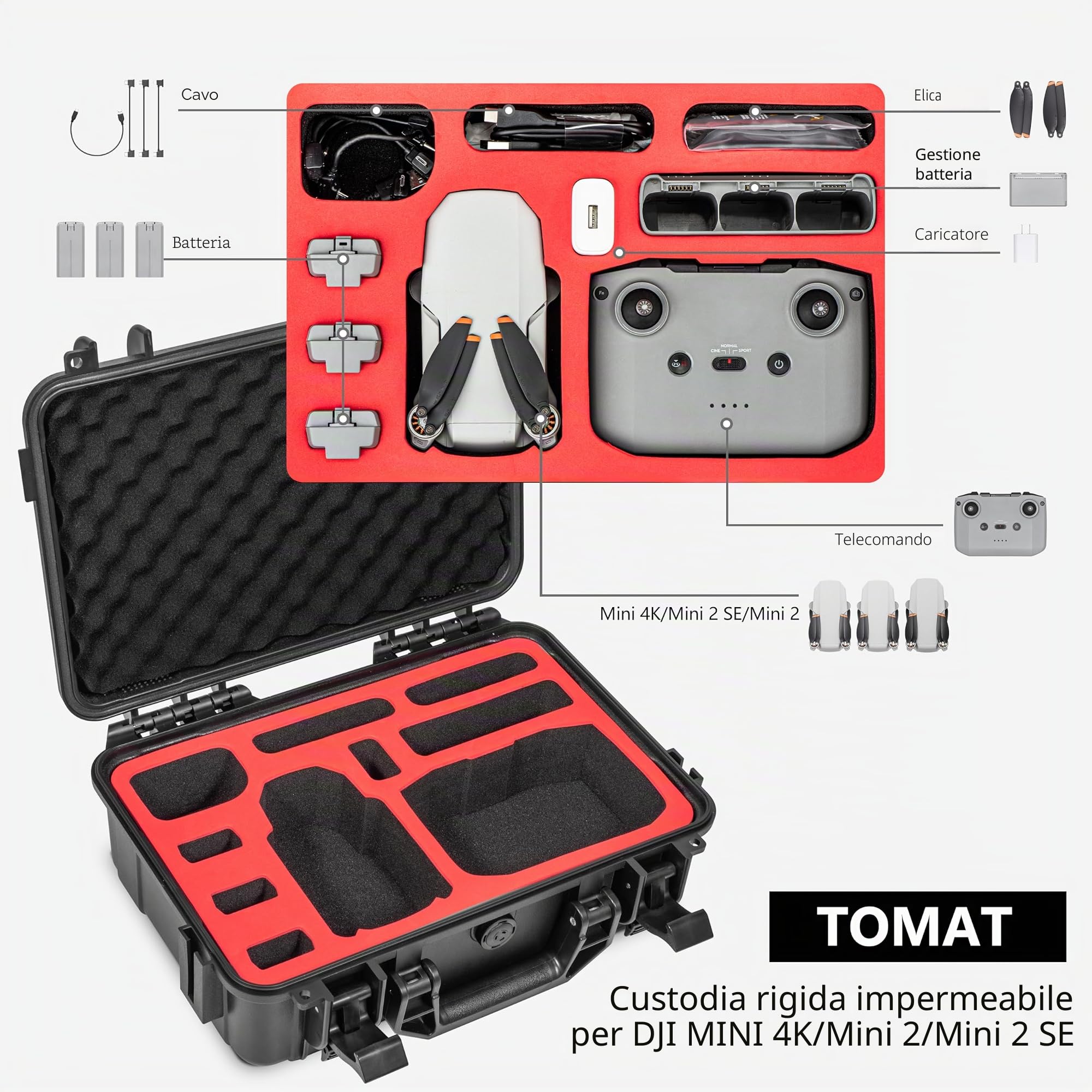 Tomat Custodia rigida impermeabile per accessori DJI Drone