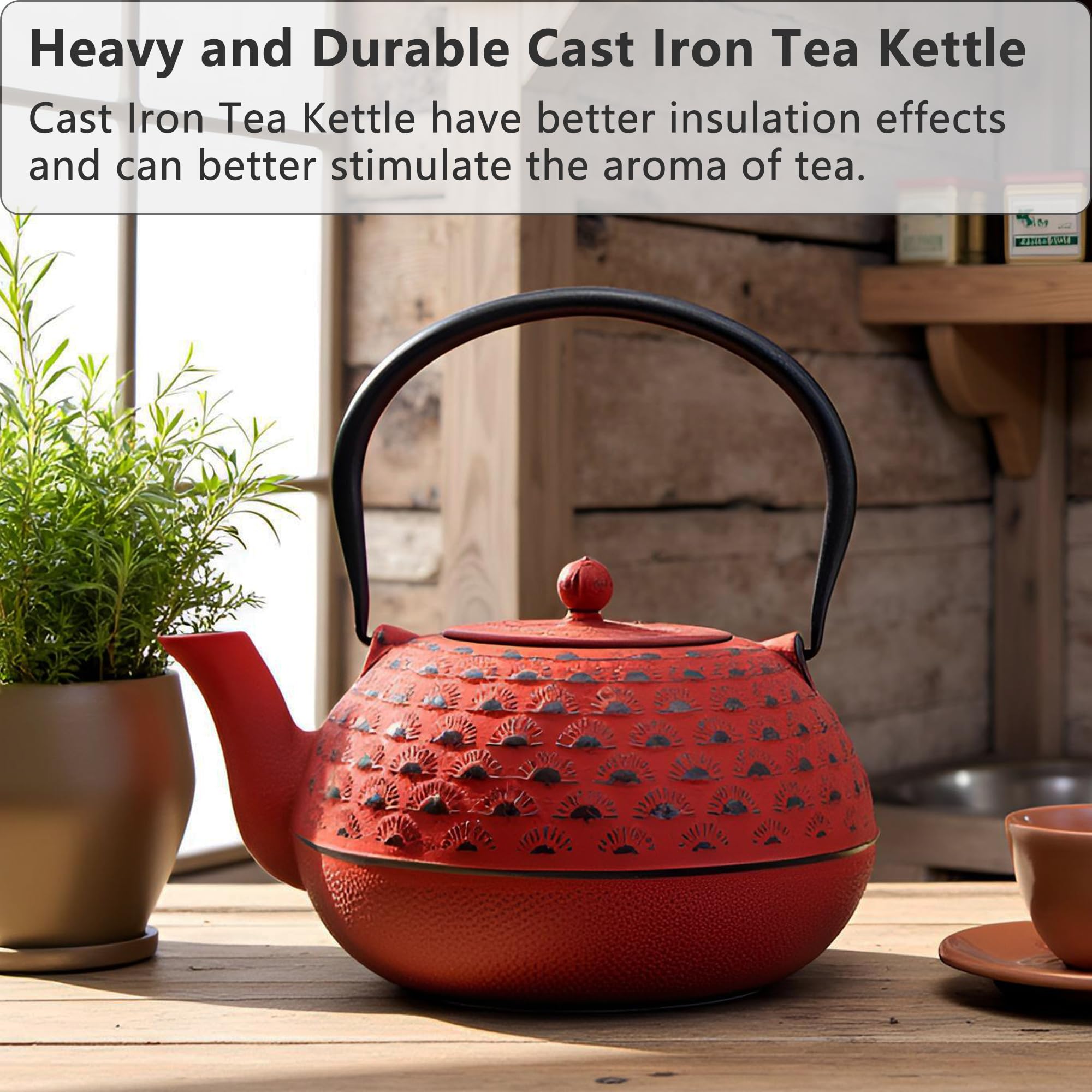 Tetera grande de hierro fundido, tetera de hierro fundido con infusor de acero inoxidable para estufa segura (1800 ml-tetera-002)