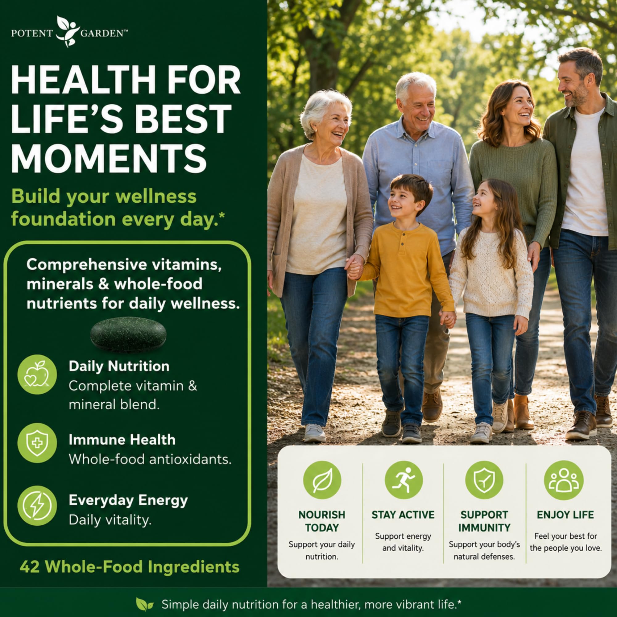 Potent Garden Multivitamin for Men & Women – 42 Fruits & Vegetables, Probiotics & Enzymes, Daily Whole Food Supplement for Energy, Immune Support & Digestion, Non-GMO, 90 Tablets — Amazon image 9