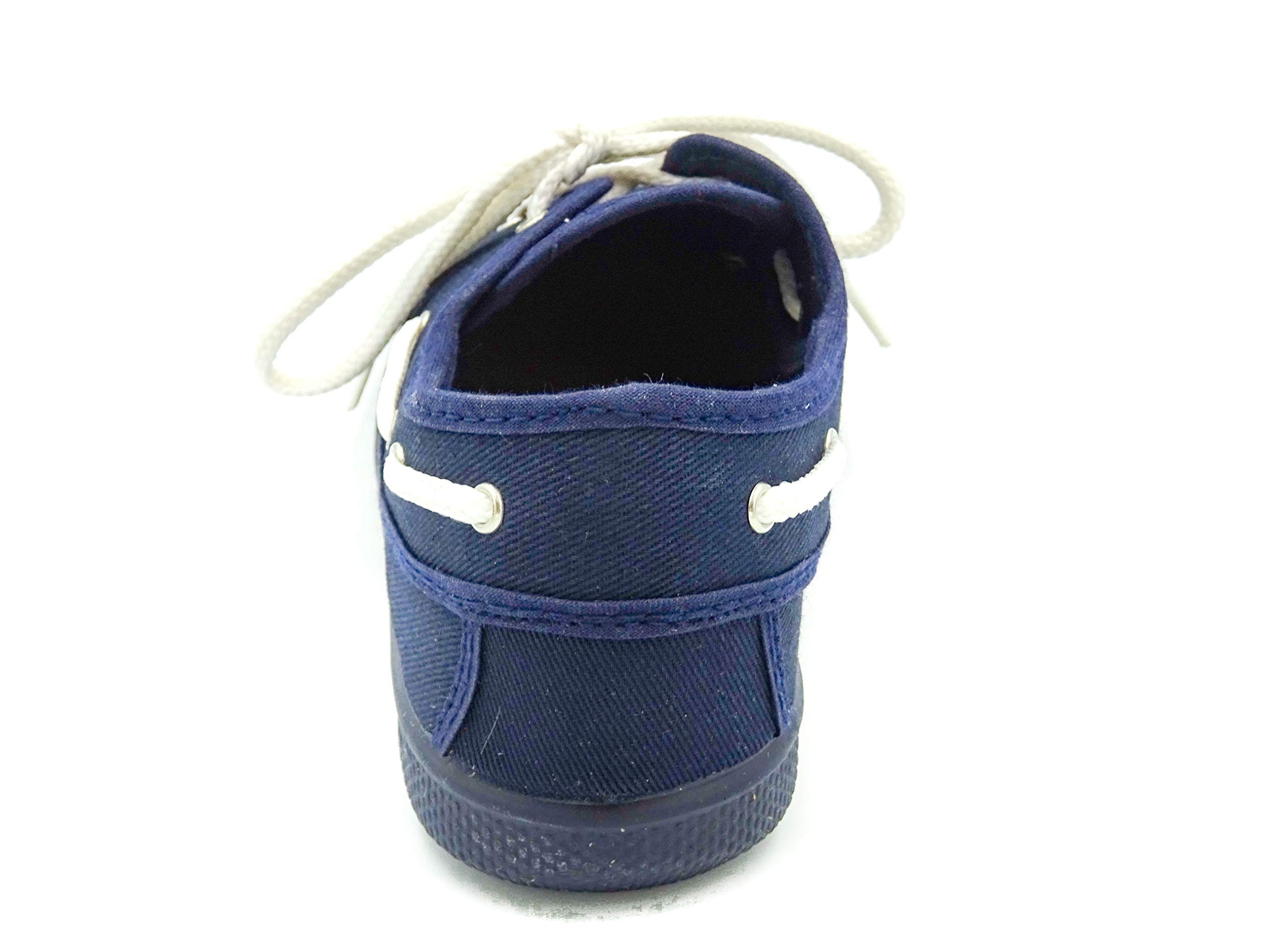 náutico de Tela para niño con el cordón Blanco y la Suela de Caucho Niños