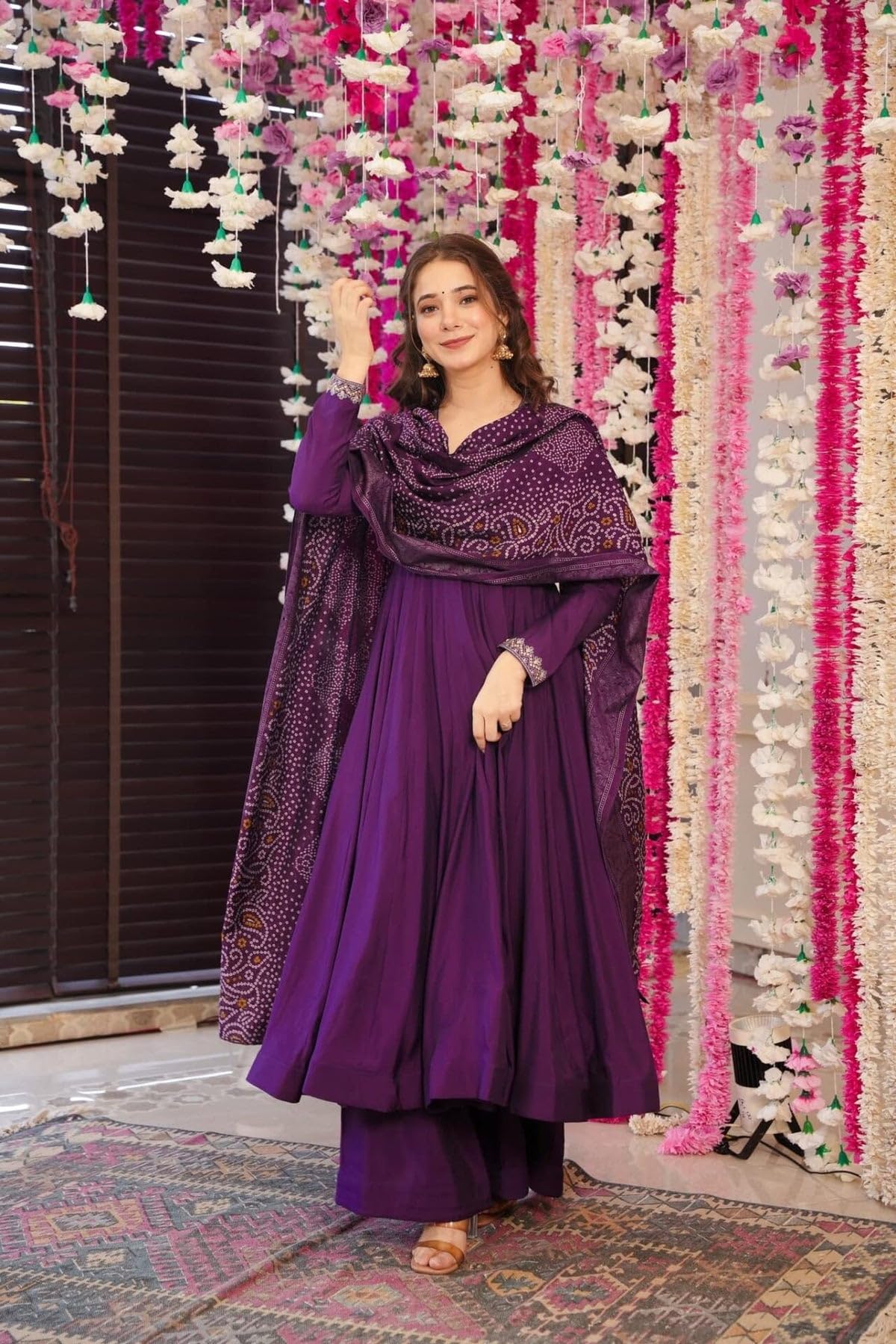 Damen Anarkali Anarkali Anzug mit Dupatta Chinon Indische Ethnische Kleidung für Hochzeit Festival Party