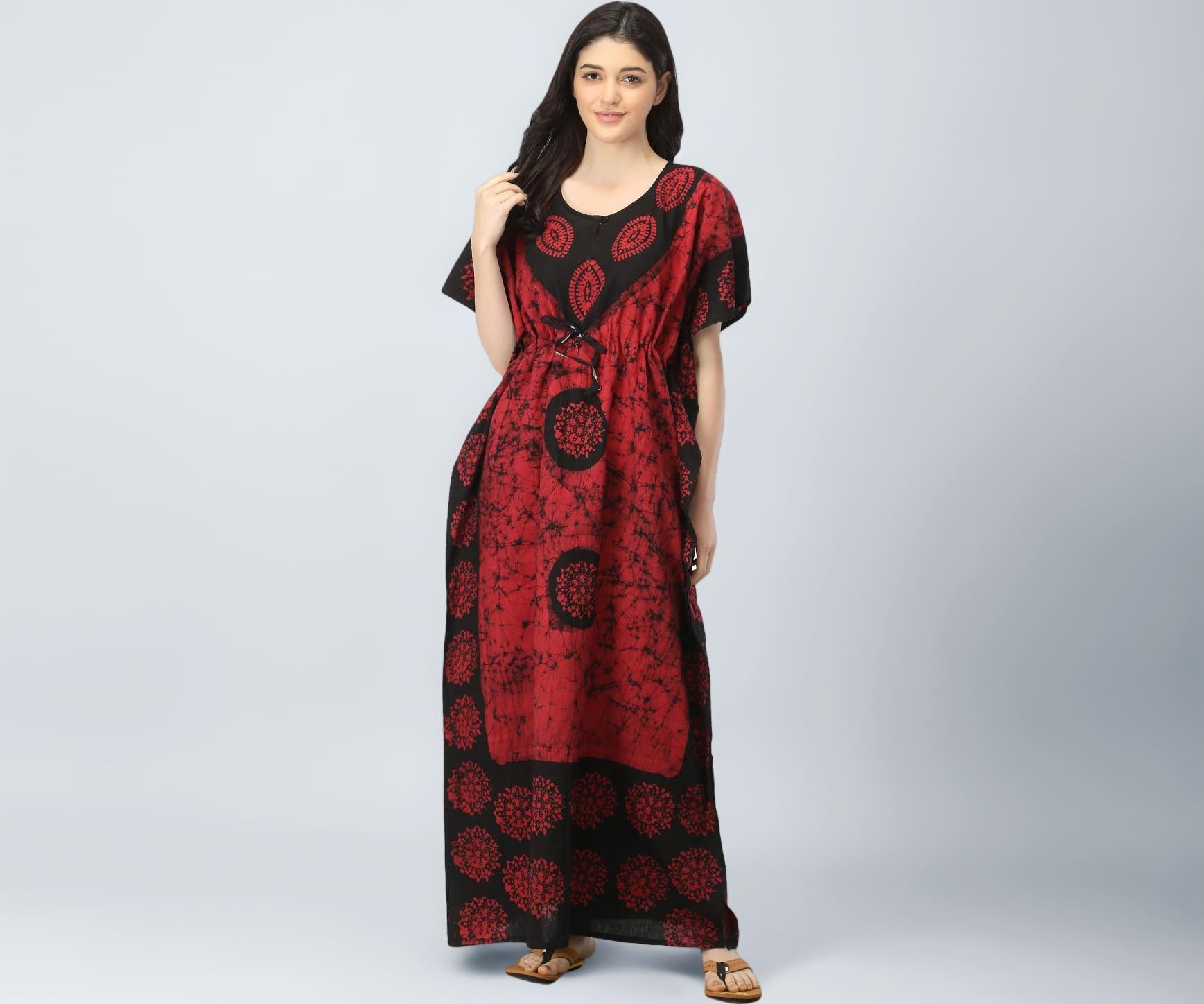 Women's Cotton Batik Print Kaftan Maxi Nighty