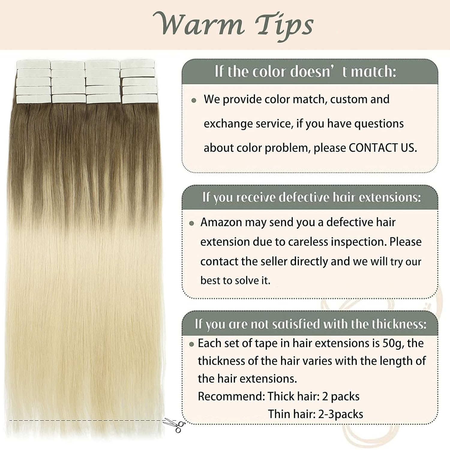 Hair Extensions Tape Real Remy Human Hair Double Wefted Straight Hair Bundles Light Brown Mix with Platinum Blonde 20 Inch 50g Real Human Hair Extensions Tape in Hair Extensions No Tangling